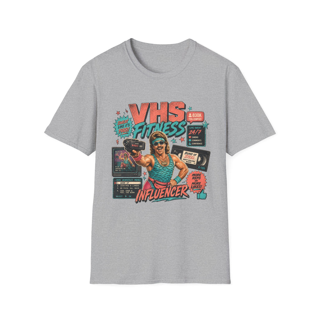 VHS Fitness Retro T-Shirt - "Influencer" 80s Workout Vintage Tee