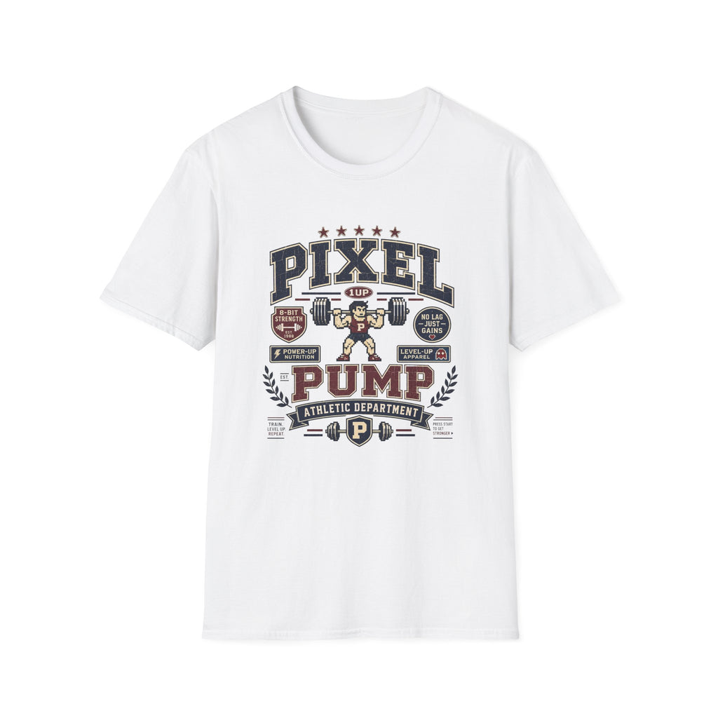 Pixel Pump T-Shirt - Retro 8-Bit Weightlifting Graphic Tee
