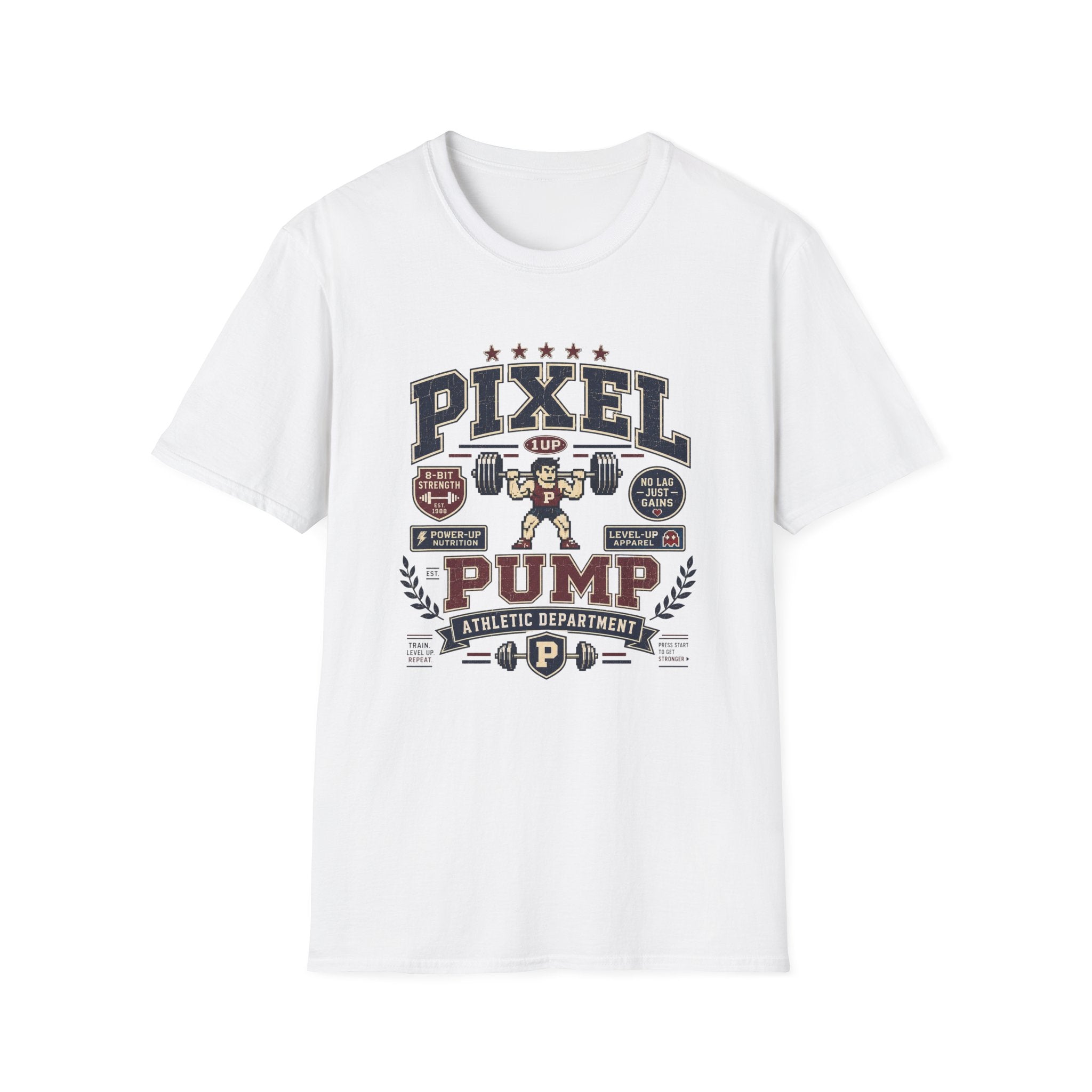 Pixel Pump T-Shirt - Retro 8-Bit Weightlifting Graphic Tee