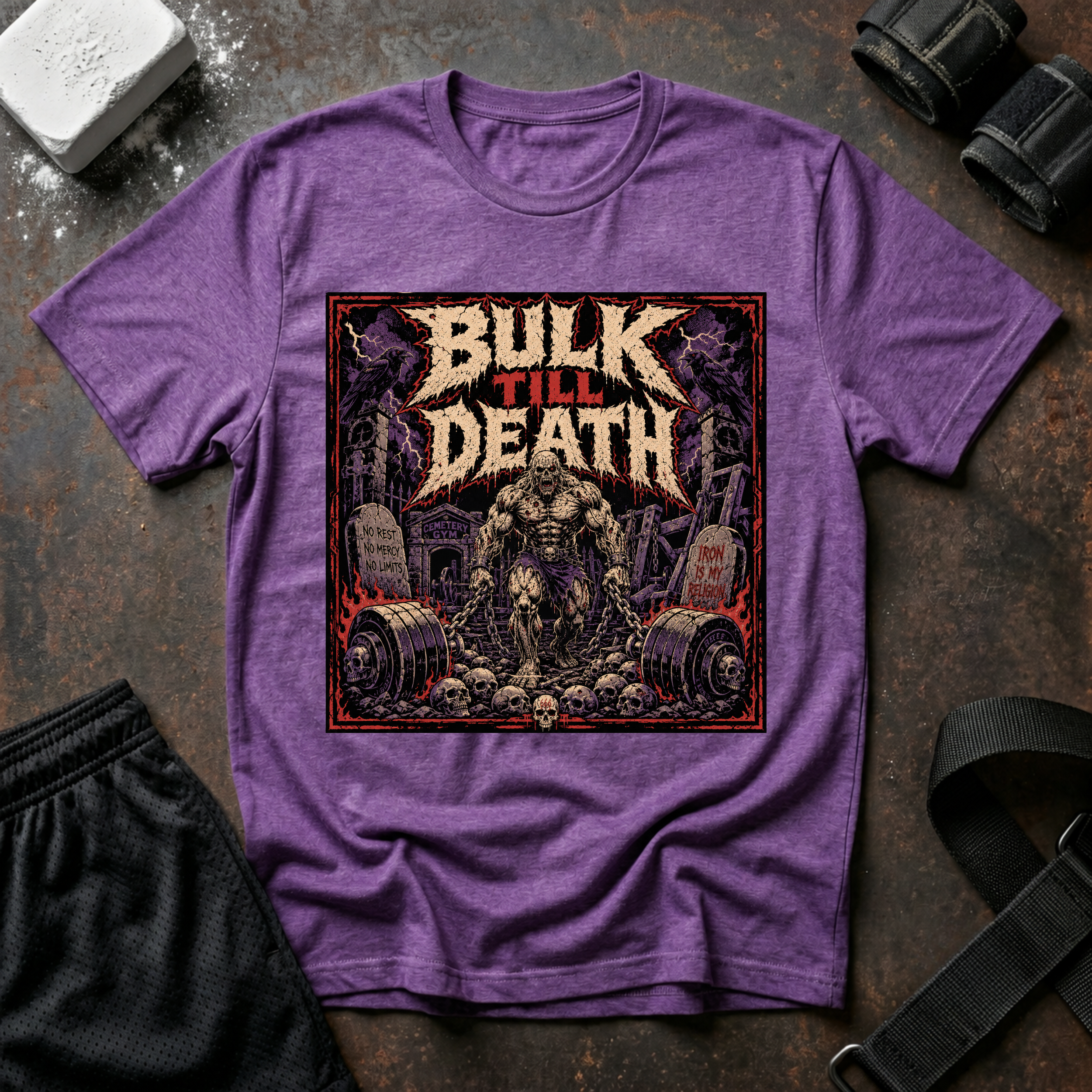 Bulk Till Death T-Shirt - Heavy Metal Gym Workout Tee