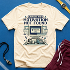 Motivation Not Found T-Shirt - Retro Error 404 Graphic Tee for Gamers & Students