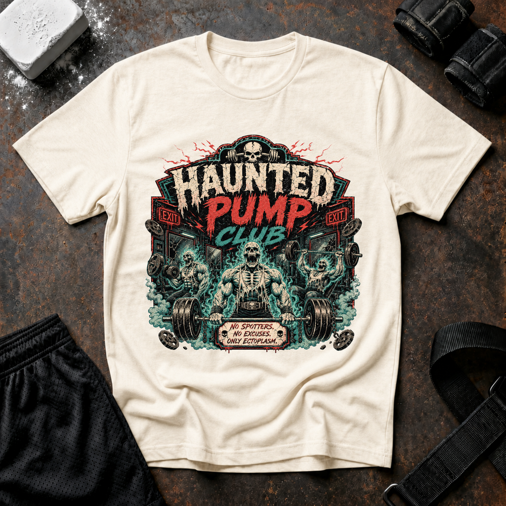 Haunted Pump Club T-Shirt - Vintage Halloween Horror Gym Tee