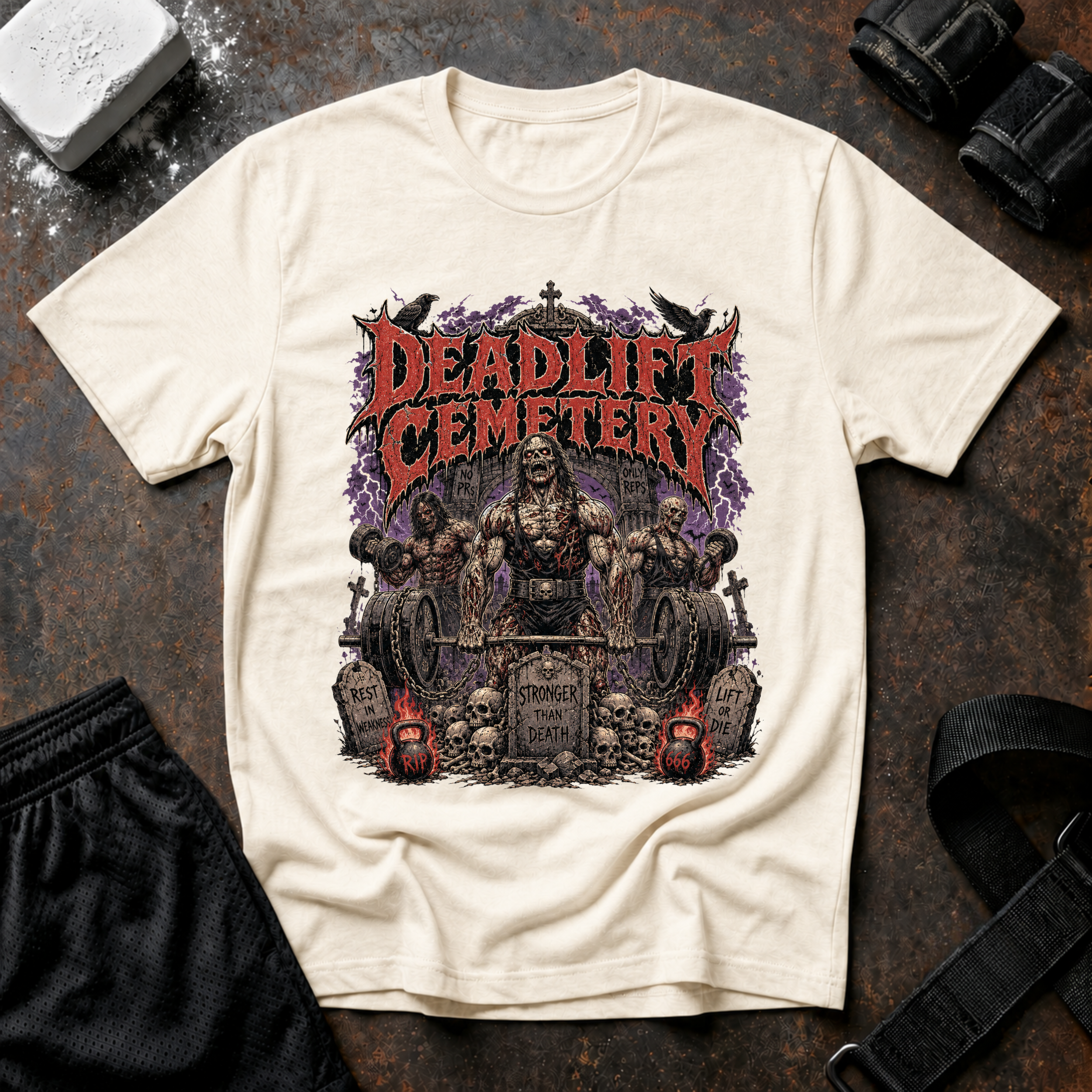 Deadlift Cemetery T-Shirt - Heavy Metal Gym Motivation Tee