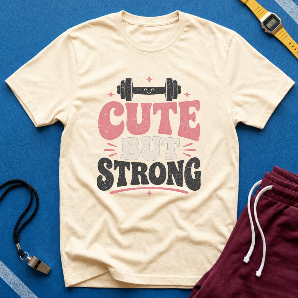 Cute But Strong T-Shirt - Women’s Fitness Graphic Tee
