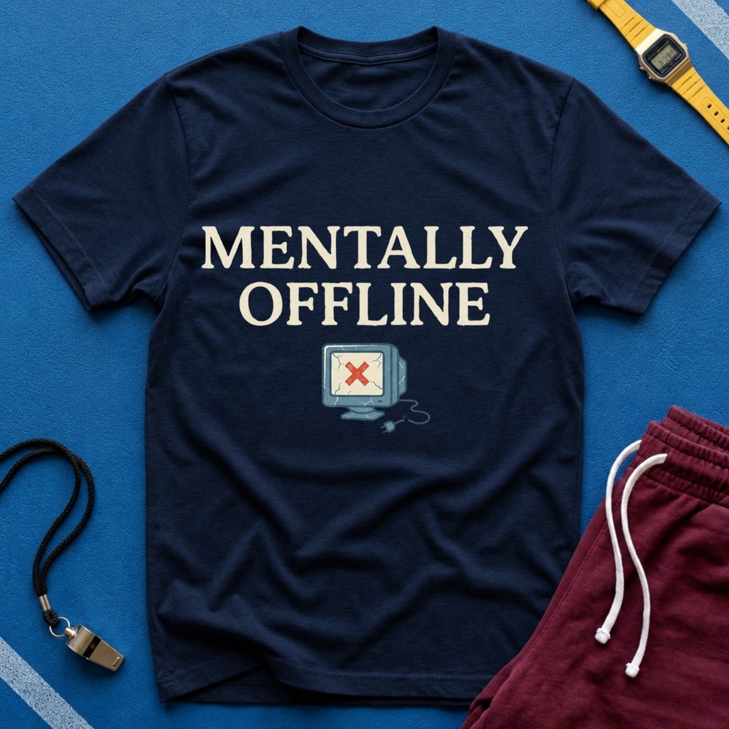 Mentally Offline T-Shirt - Funny Retro Computer Graphic Tee for Digital Detox & Relaxation