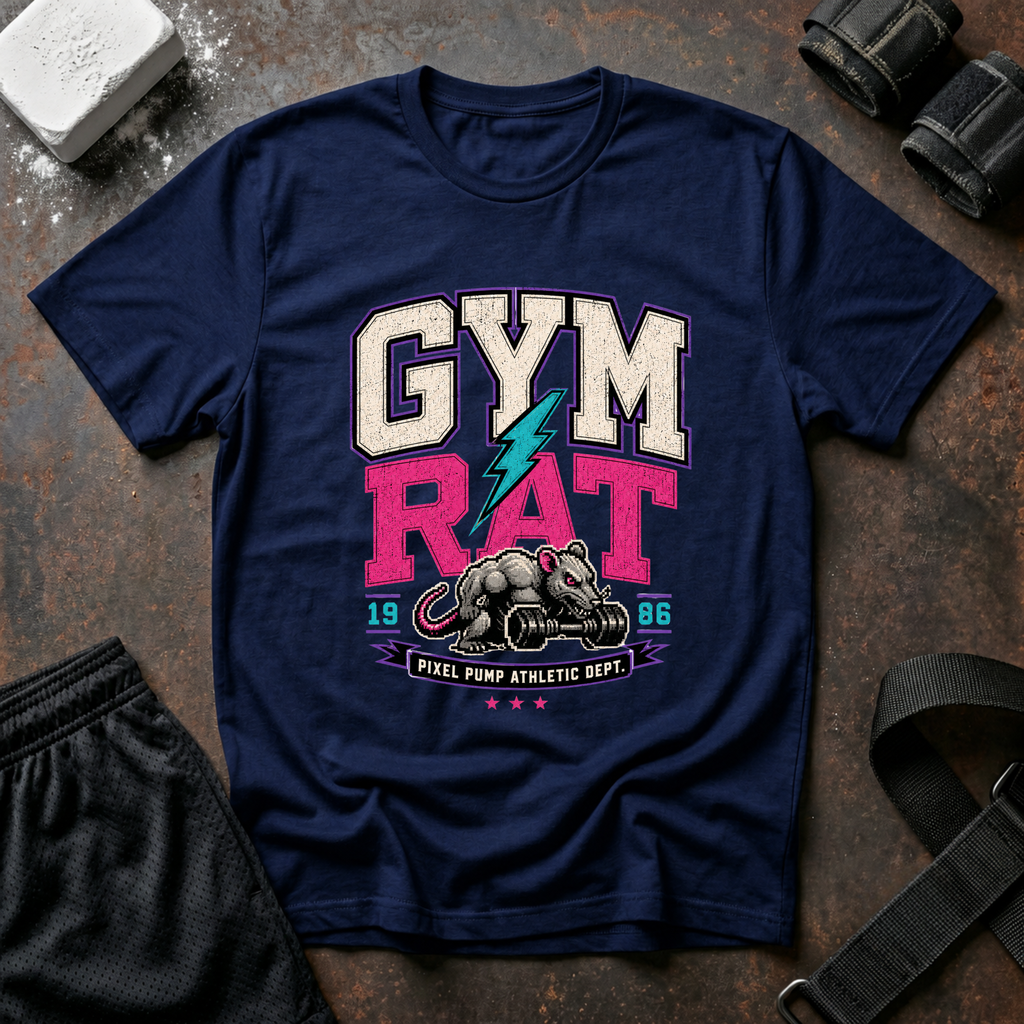 Gym Rat T‑Shirt - Retro Lightning Fitness Tee for Gym Lovers
