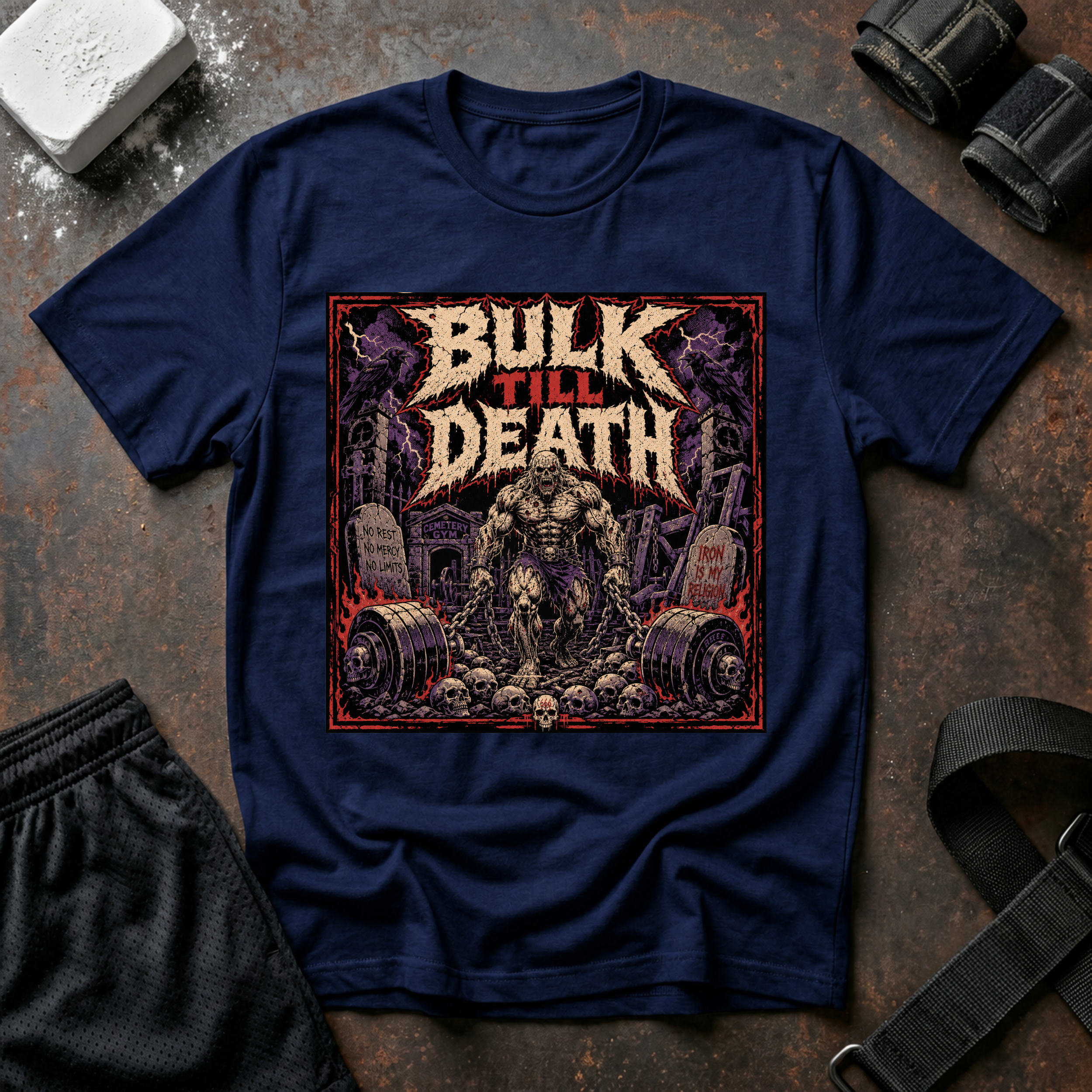 Bulk Till Death T-Shirt - Heavy Metal Gym Workout Tee