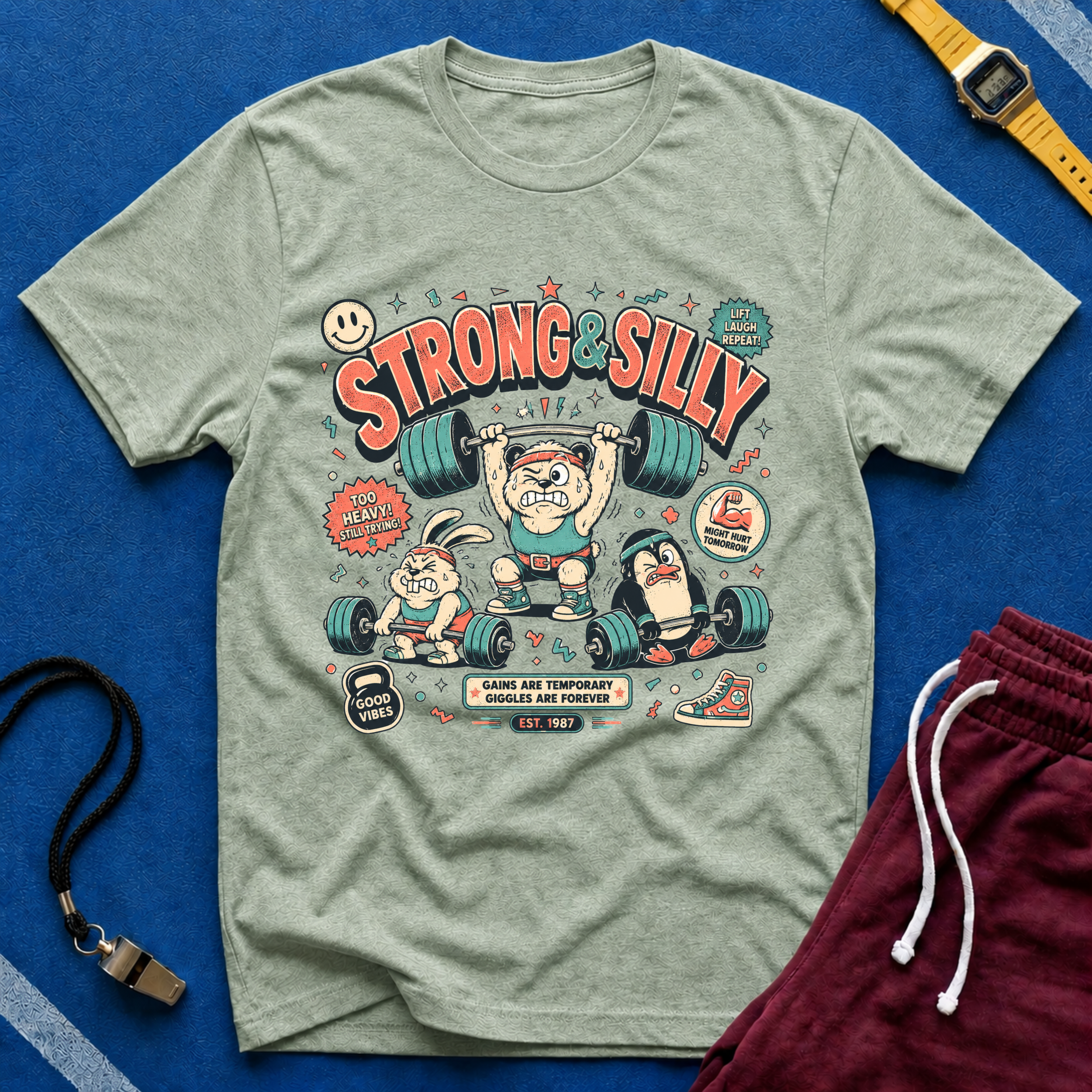 Strong & Silly T-Shirt - Cute Weightlifting Fitness Tee
