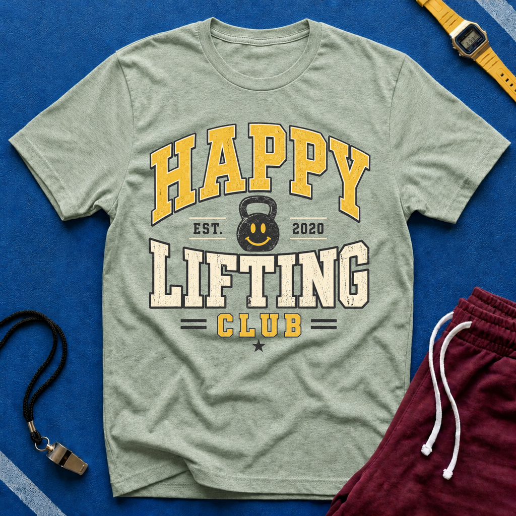 Happy Lifting Club T-Shirt – Kettlebell Gym Workout Tee