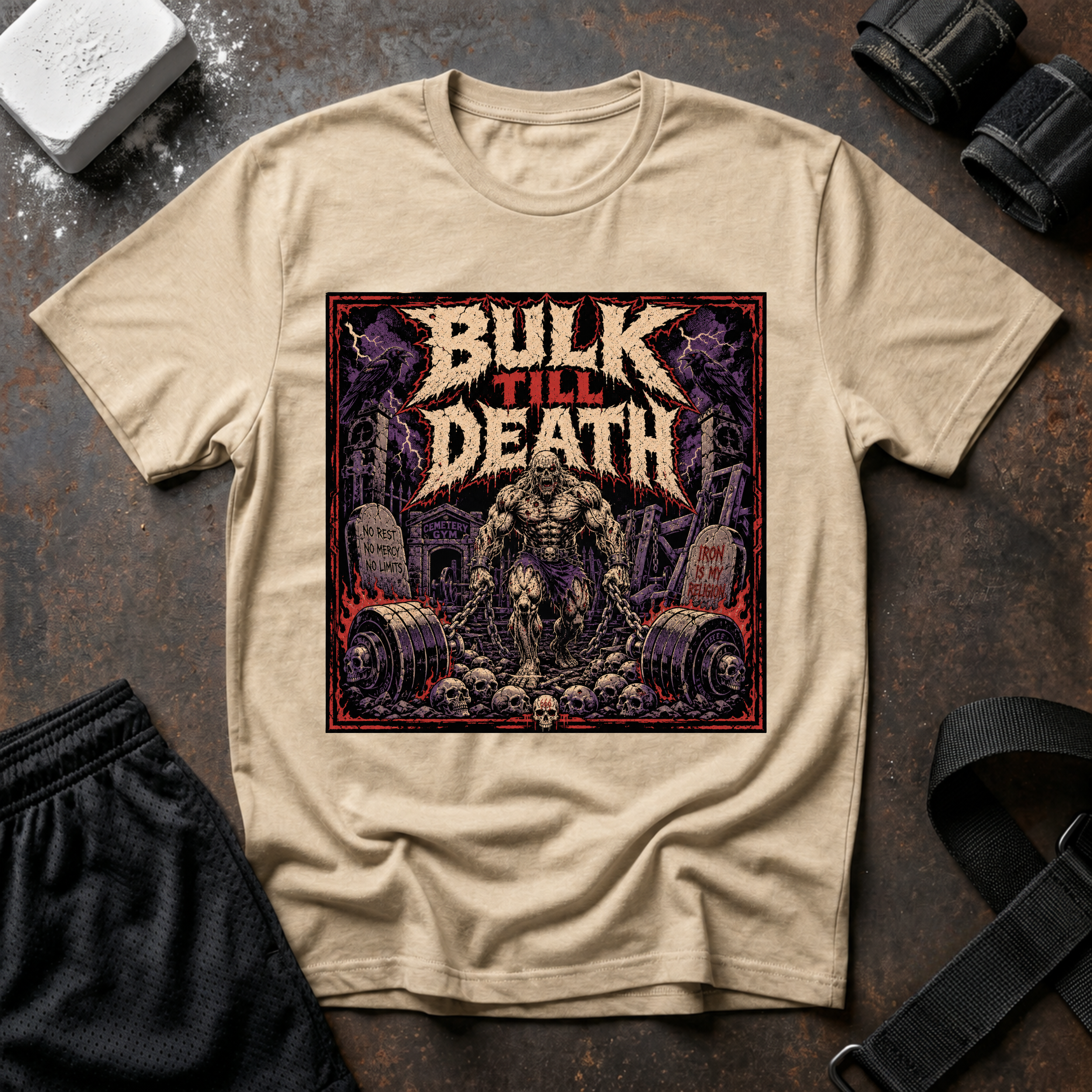 Bulk Till Death T-Shirt - Heavy Metal Gym Workout Tee