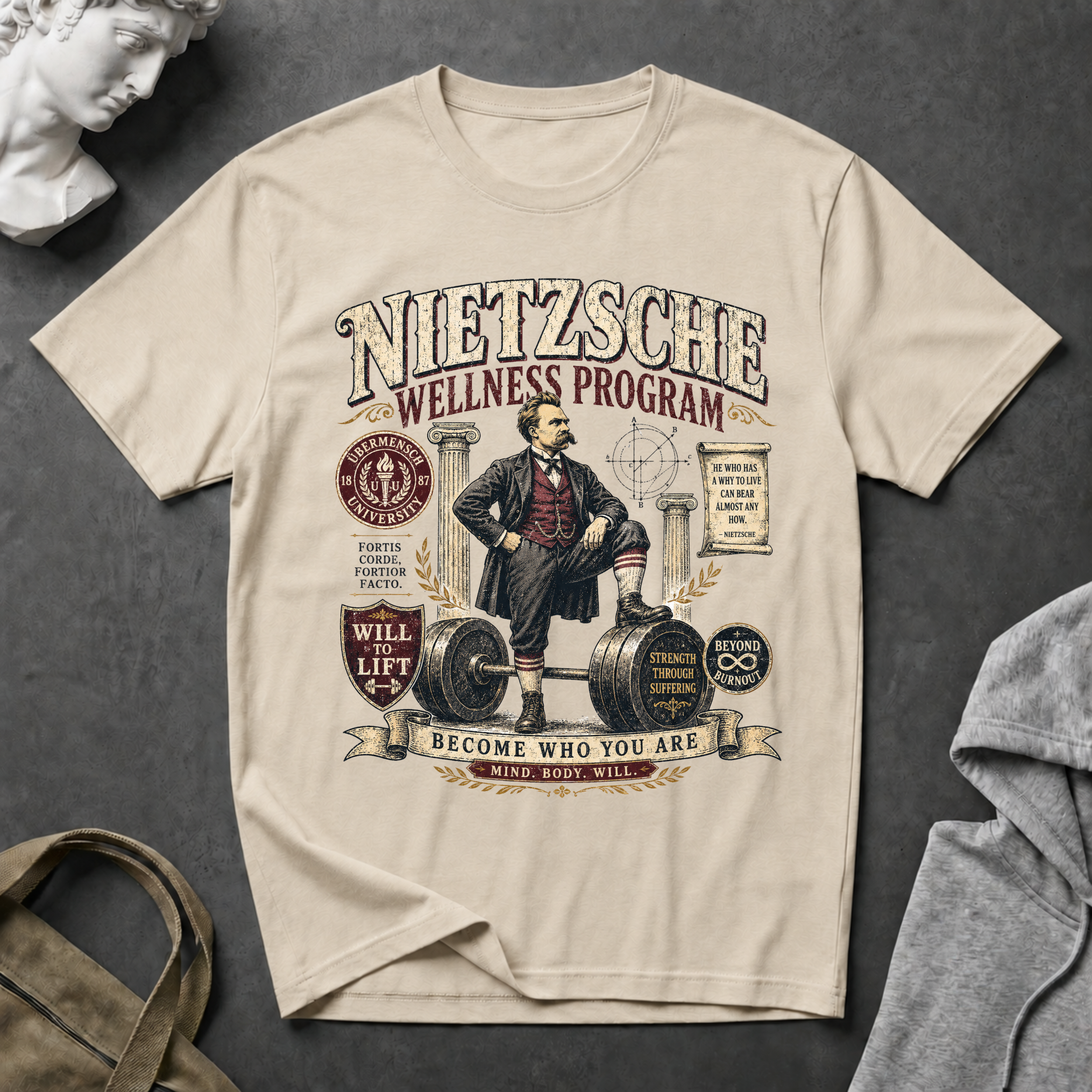 Nietzsche Wellness Program T-Shirt - 'Become Who You Are' Philosophical Vintage Tee