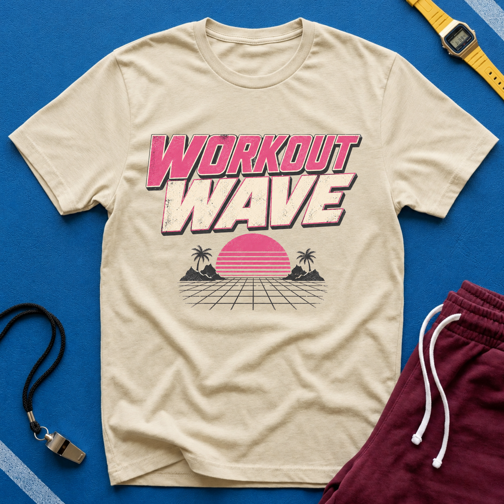 Workout Wave T-Shirt - Retro 80s Vaporwave Fitness Tee