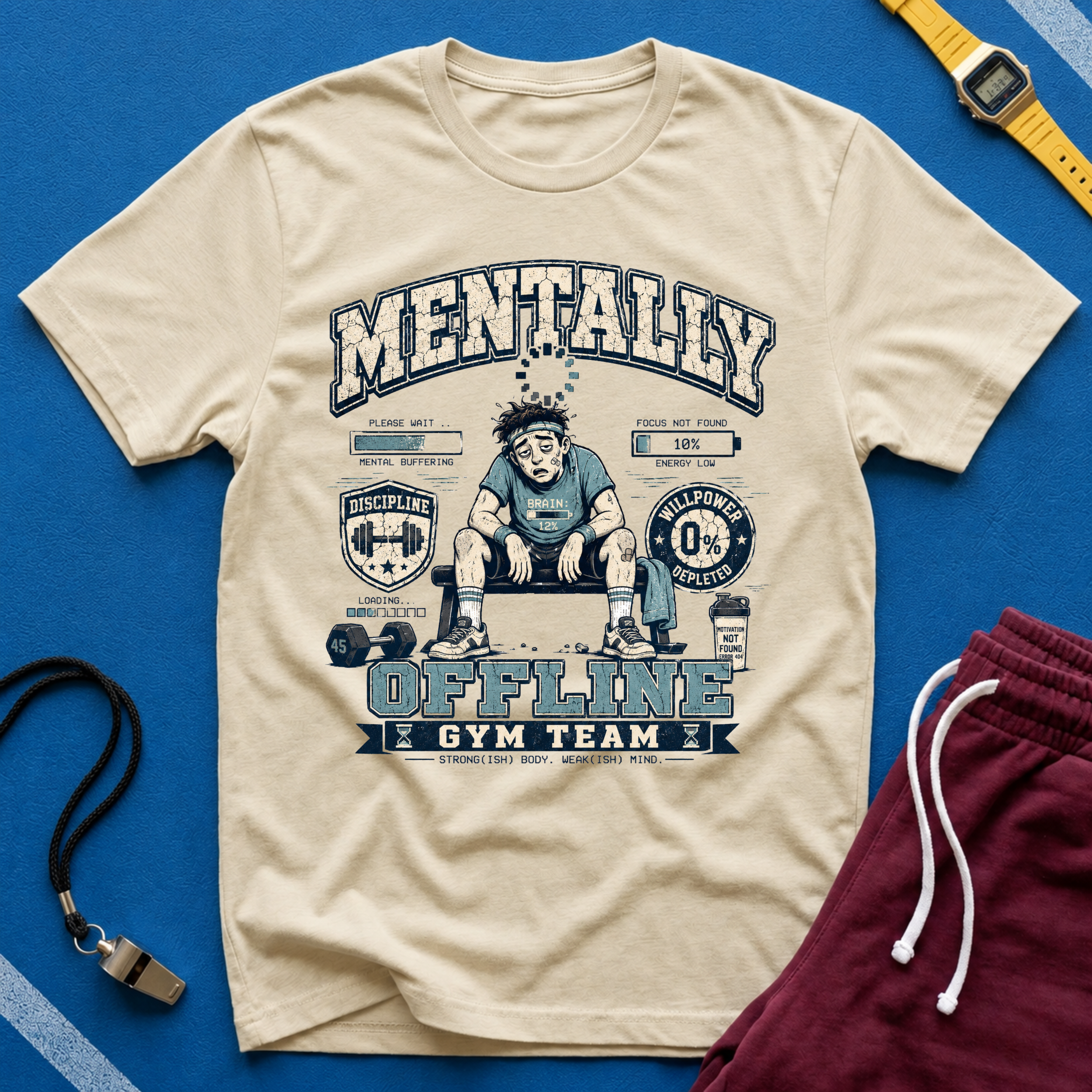 Mentally Offline Gym Team:  Funny Fitness Shirt