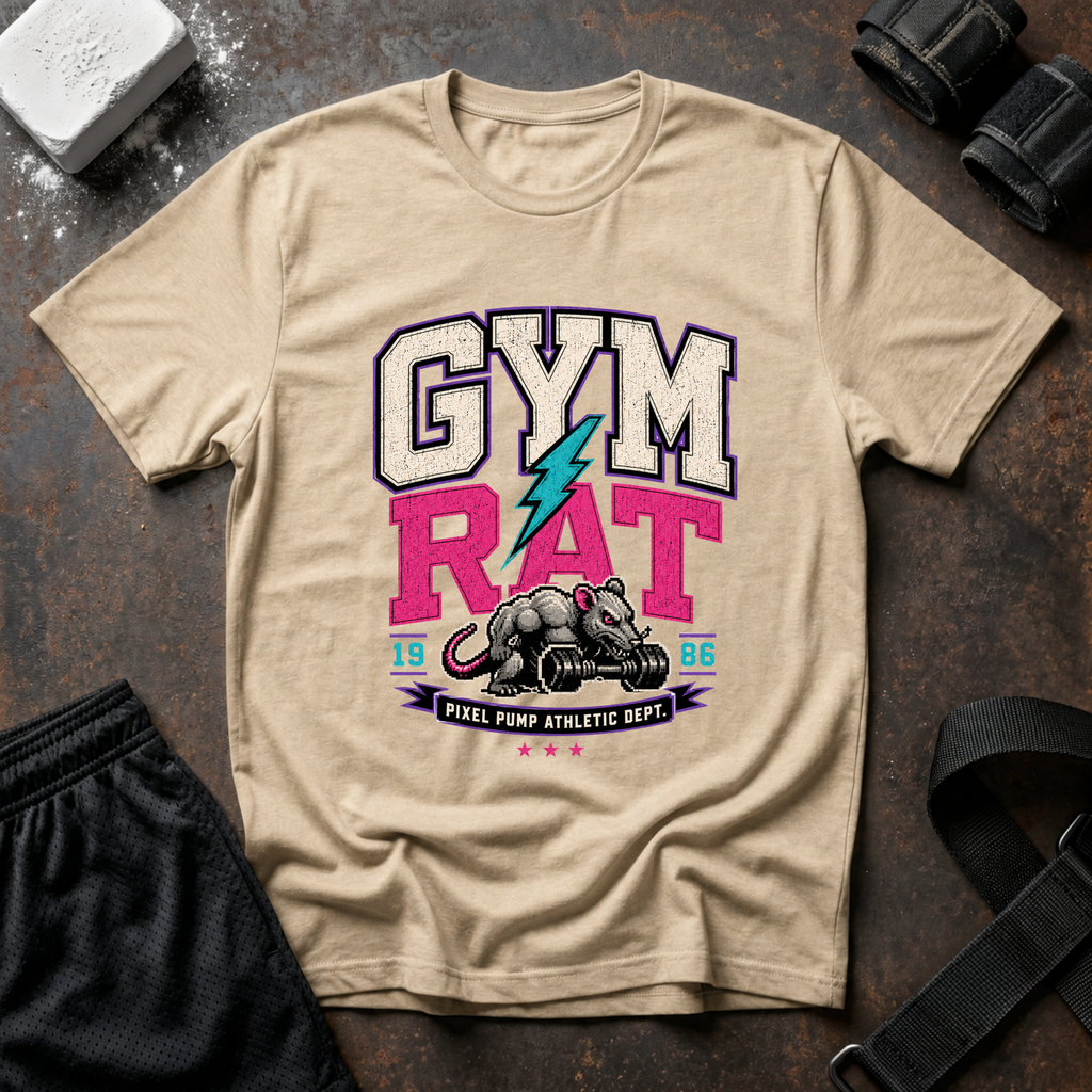 Gym Rat T‑Shirt - Retro Lightning Fitness Tee for Gym Lovers