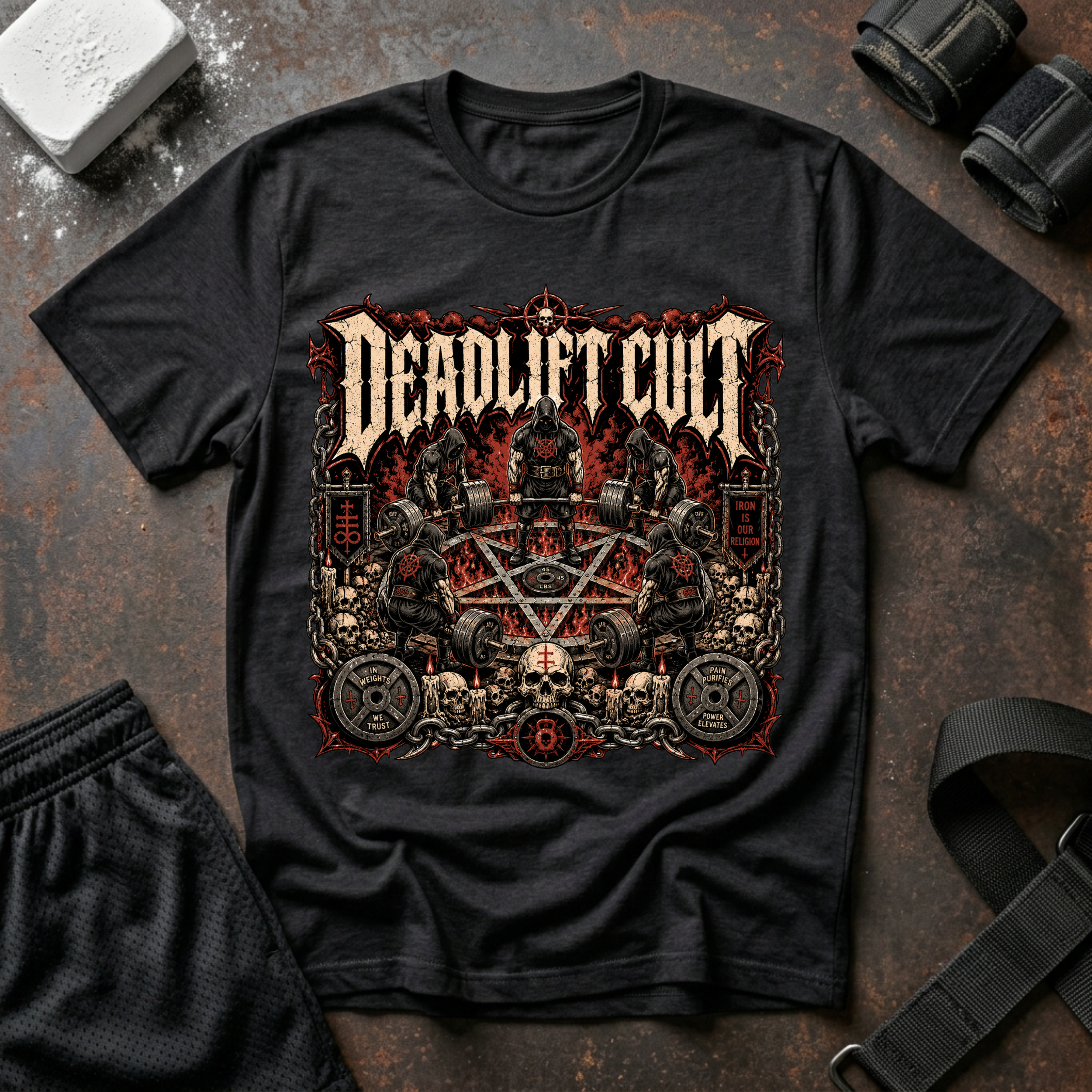 Deadlift Cult T-Shirt - Heavy Metal Gym Tee for Weightlifting Fans