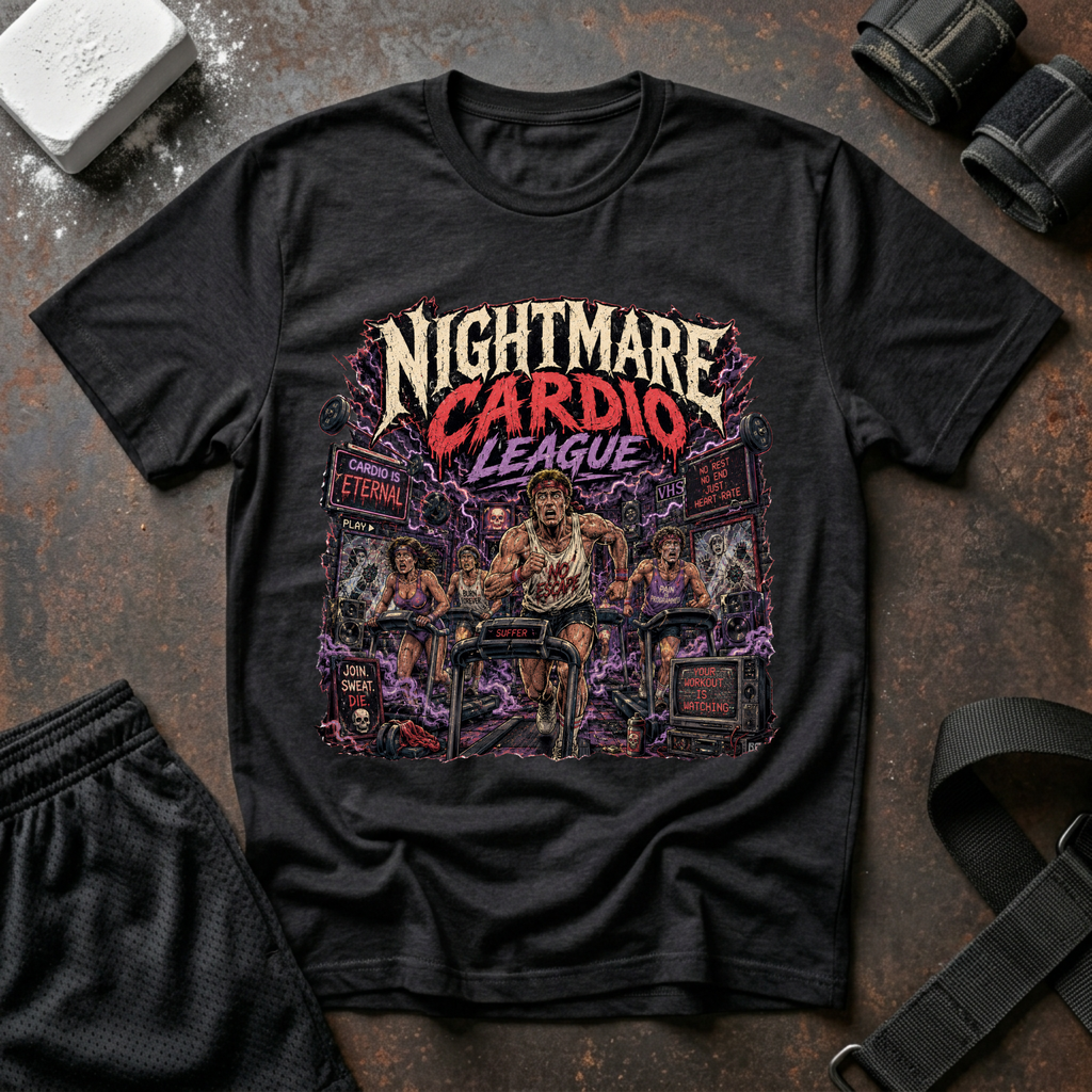 Nightmare Cardio League T-Shirt - Horror Workout Graphic Tee