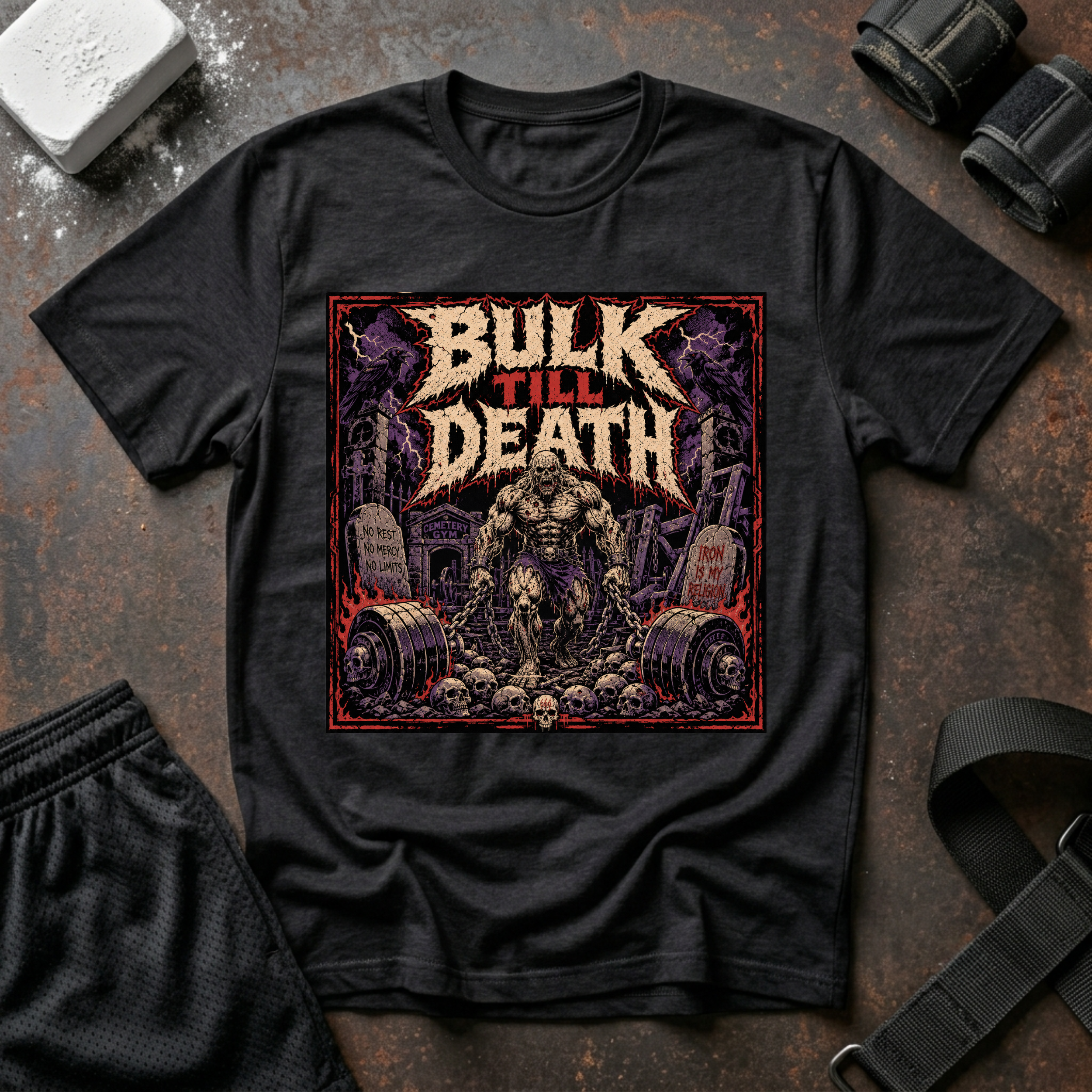 Bulk Till Death T-Shirt - Heavy Metal Gym Workout Tee