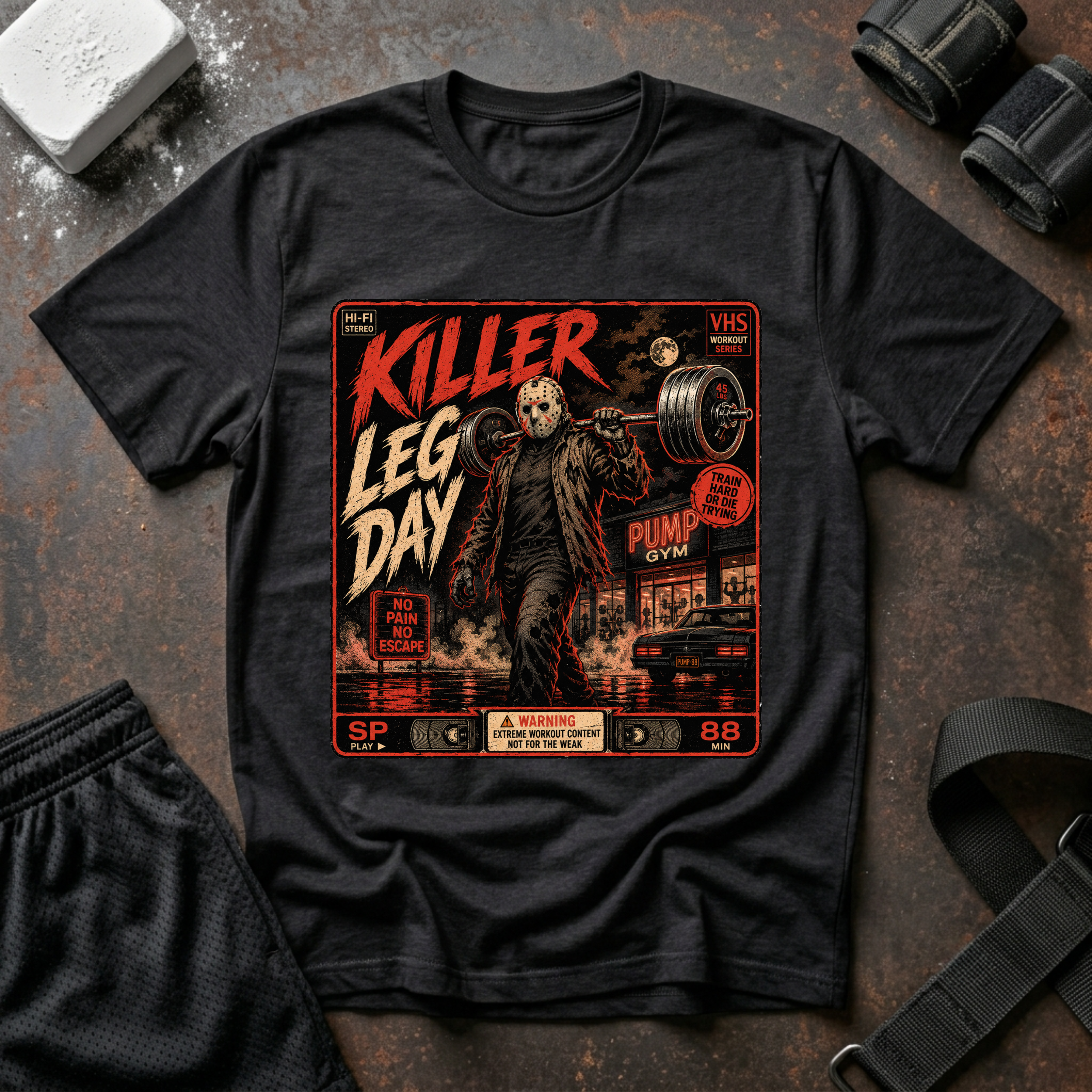 Killer Leg Day T-Shirt - Retro Horror Gym Tee ("Killer Leg Day")