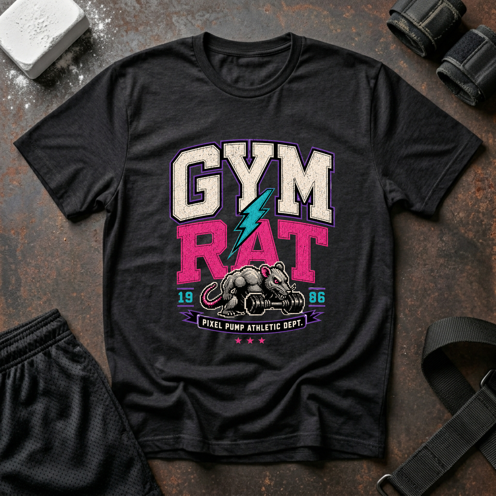 Gym Rat T‑Shirt - Retro Lightning Fitness Tee for Gym Lovers
