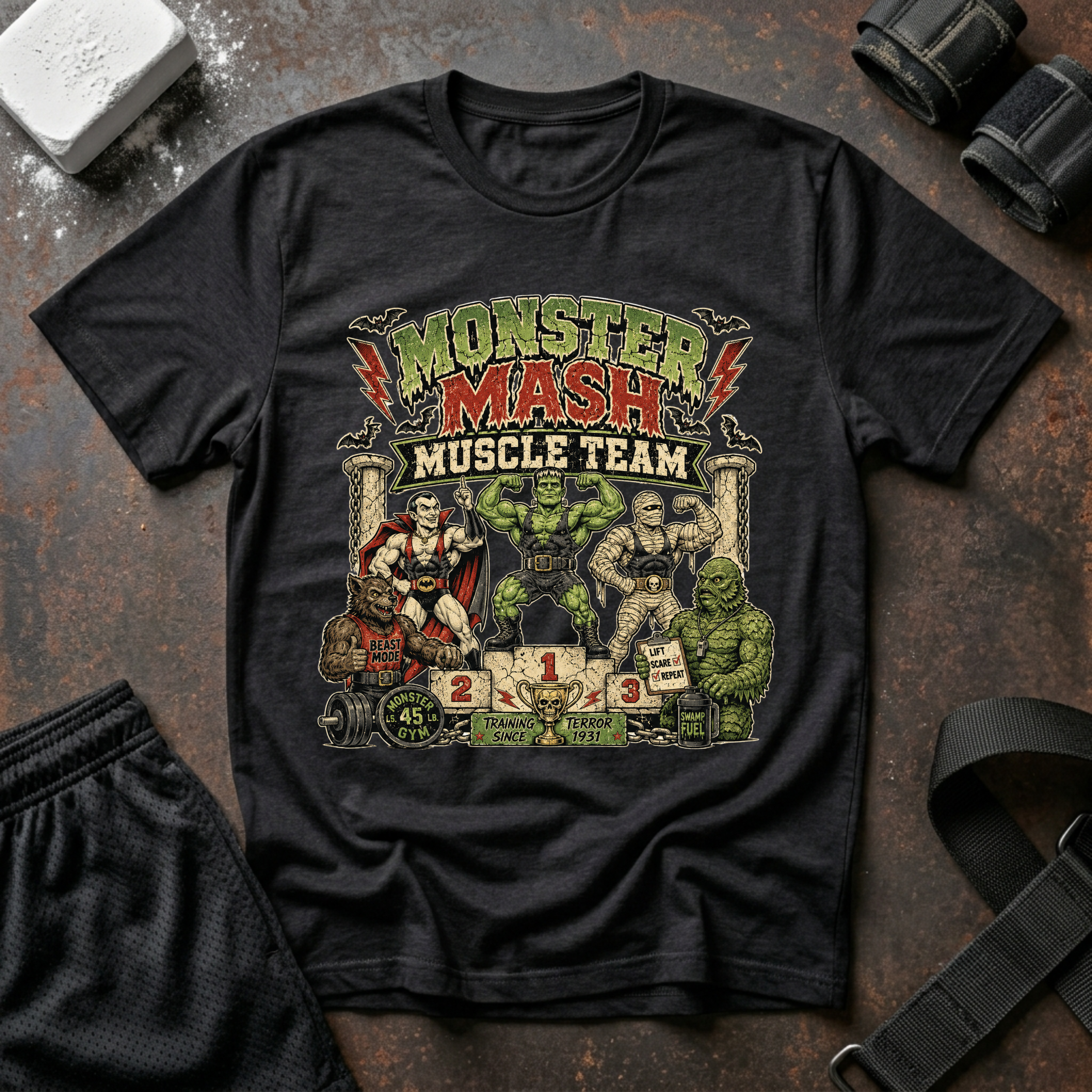 Monster Mash Muscle Team T-Shirt - Halloween Gym & Workout Tee