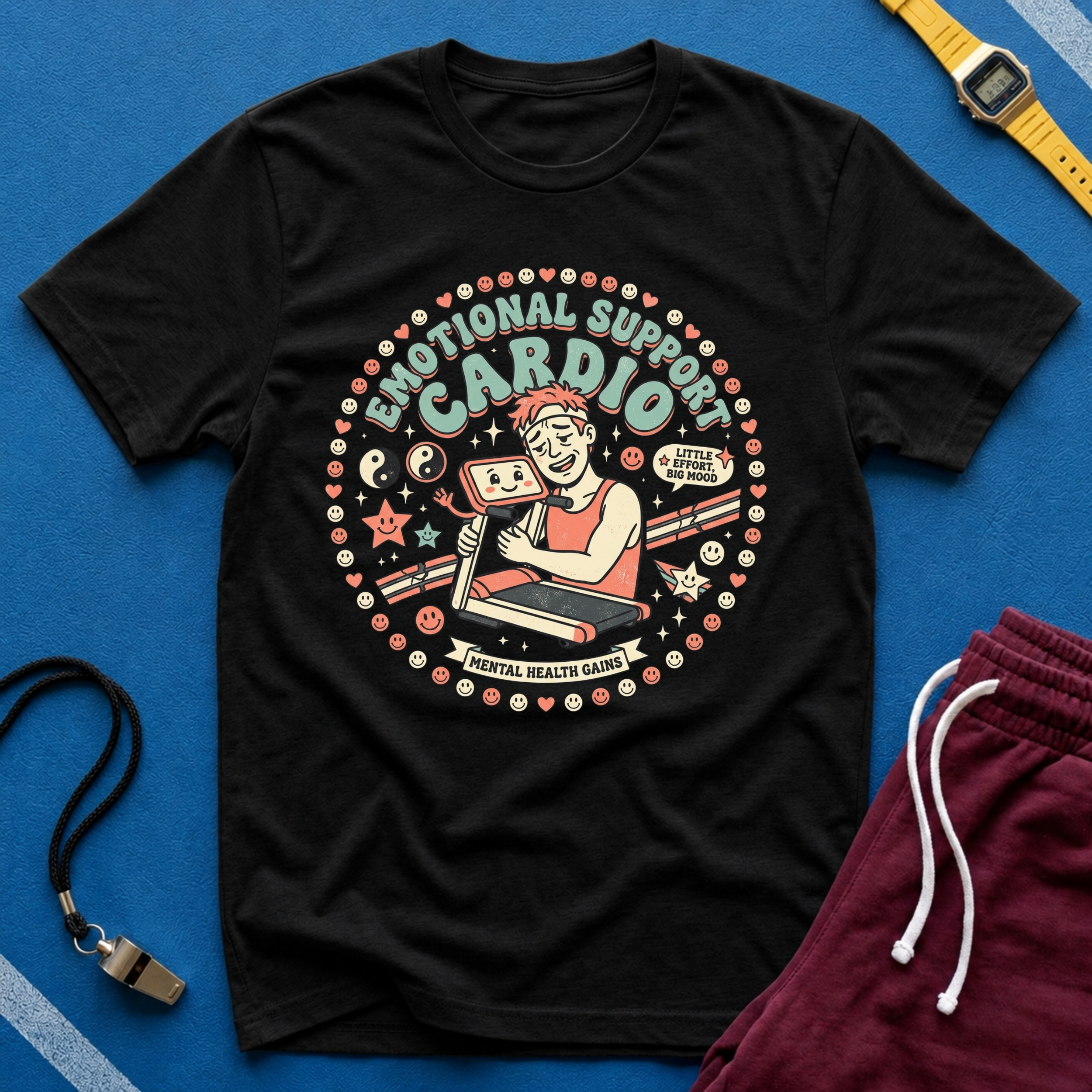 Emotional Support Cardio T-Shirt - Funny Gym Workout Tee