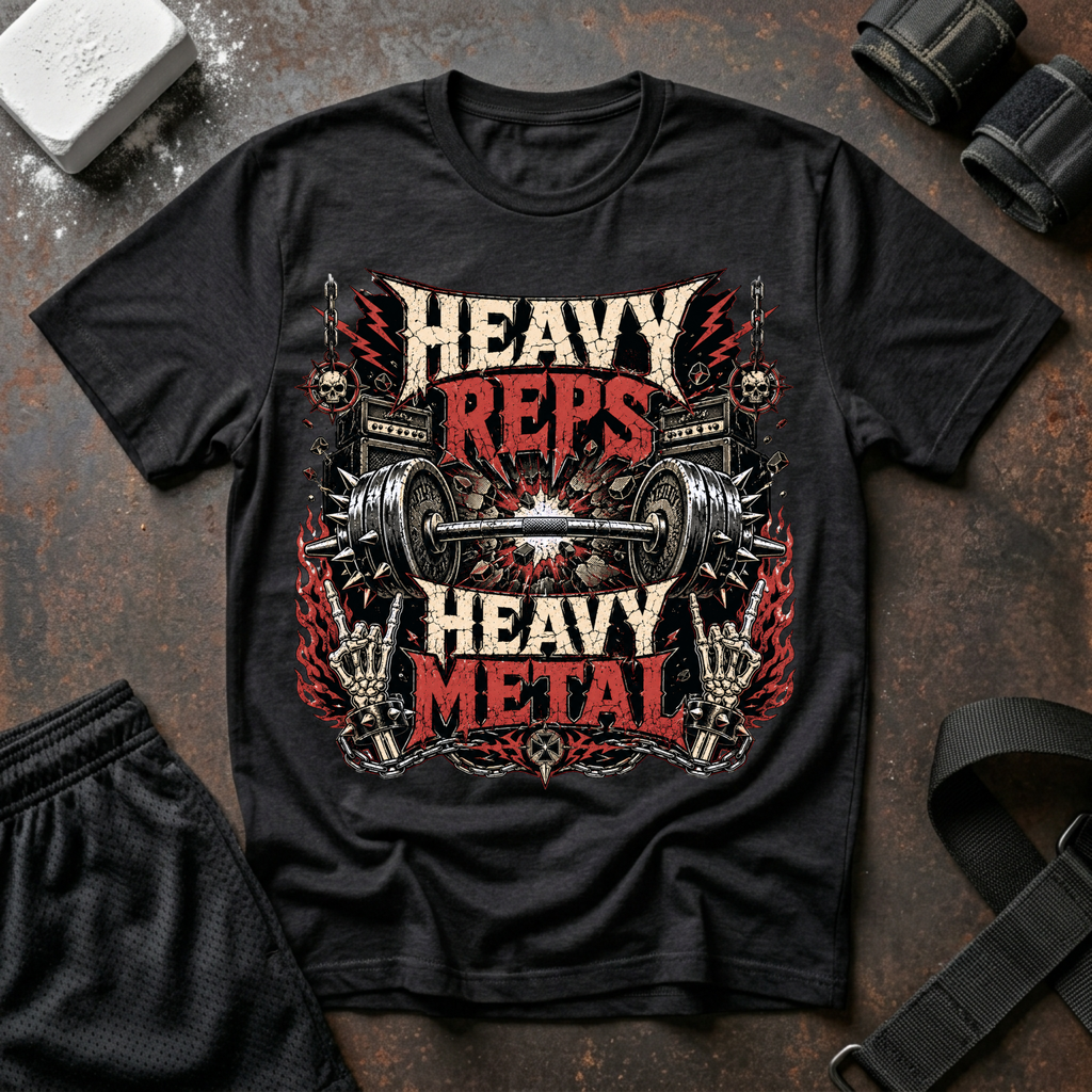 Heavy Reps Heavy Metal T-Shirt - Weightlifting Gym Tee