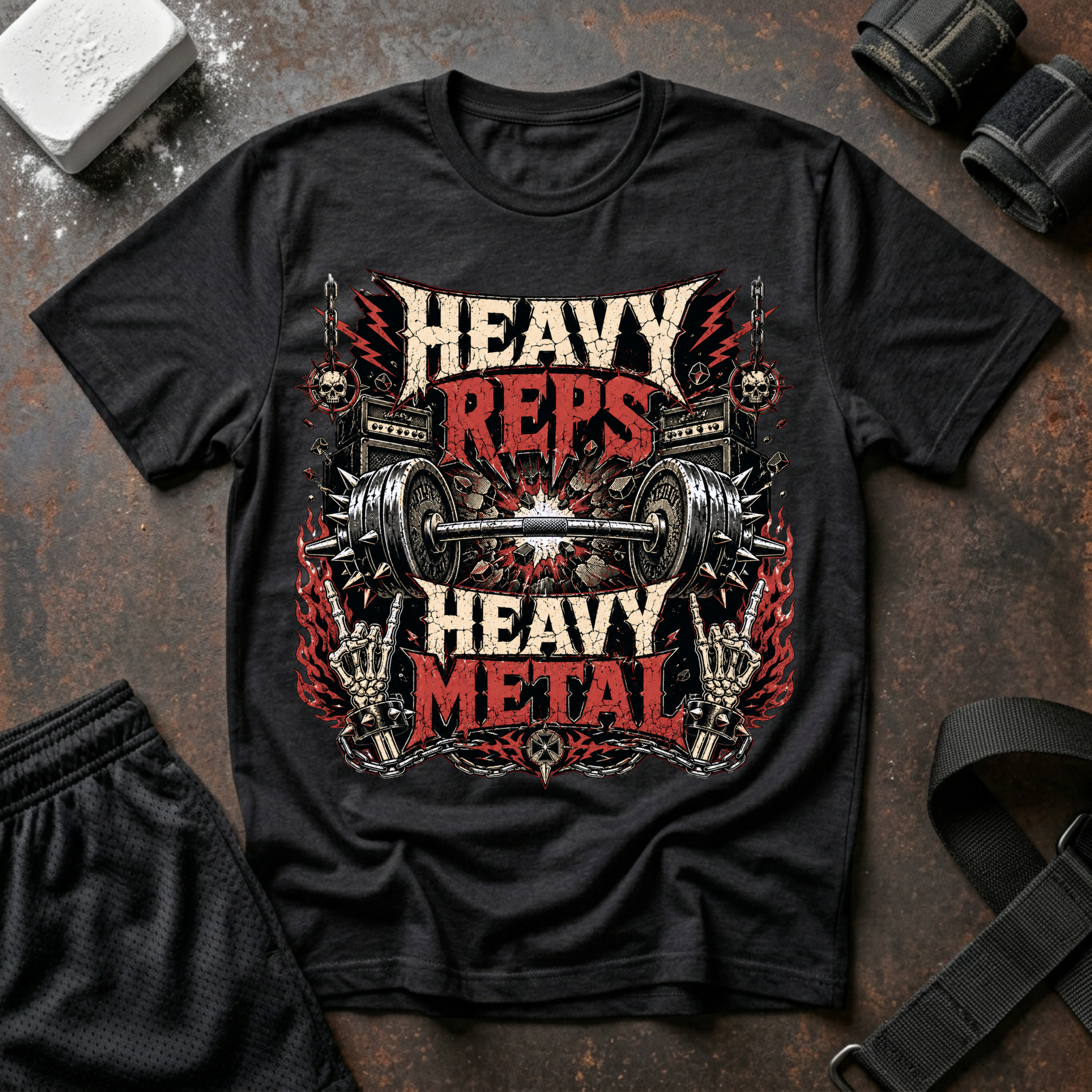 Heavy Reps Heavy Metal T-Shirt - Weightlifting Gym Tee