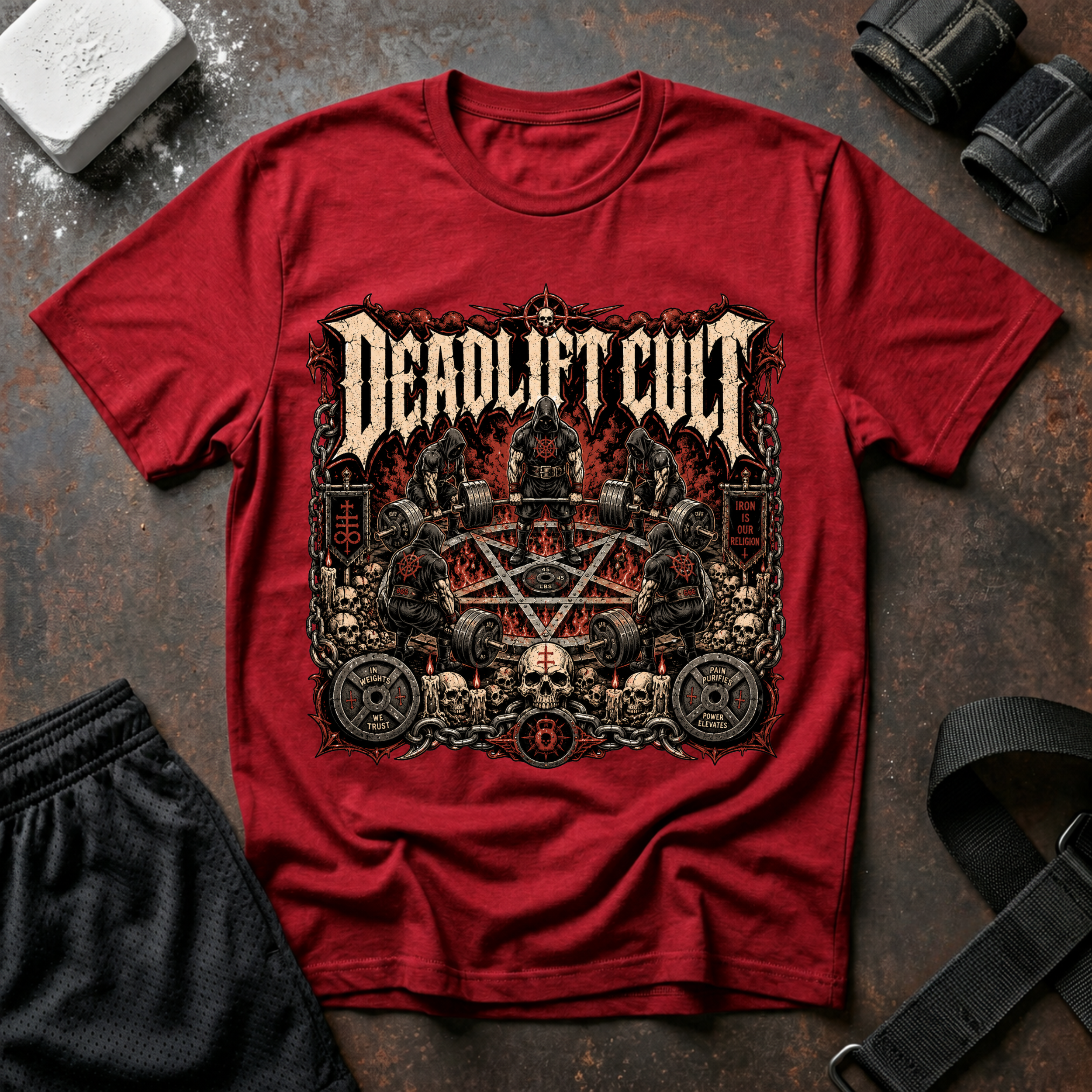 Deadlift Cult T-Shirt - Heavy Metal Gym Tee for Weightlifting Fans