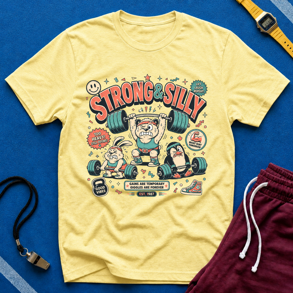 Strong & Silly T-Shirt - Cute Weightlifting Fitness Tee