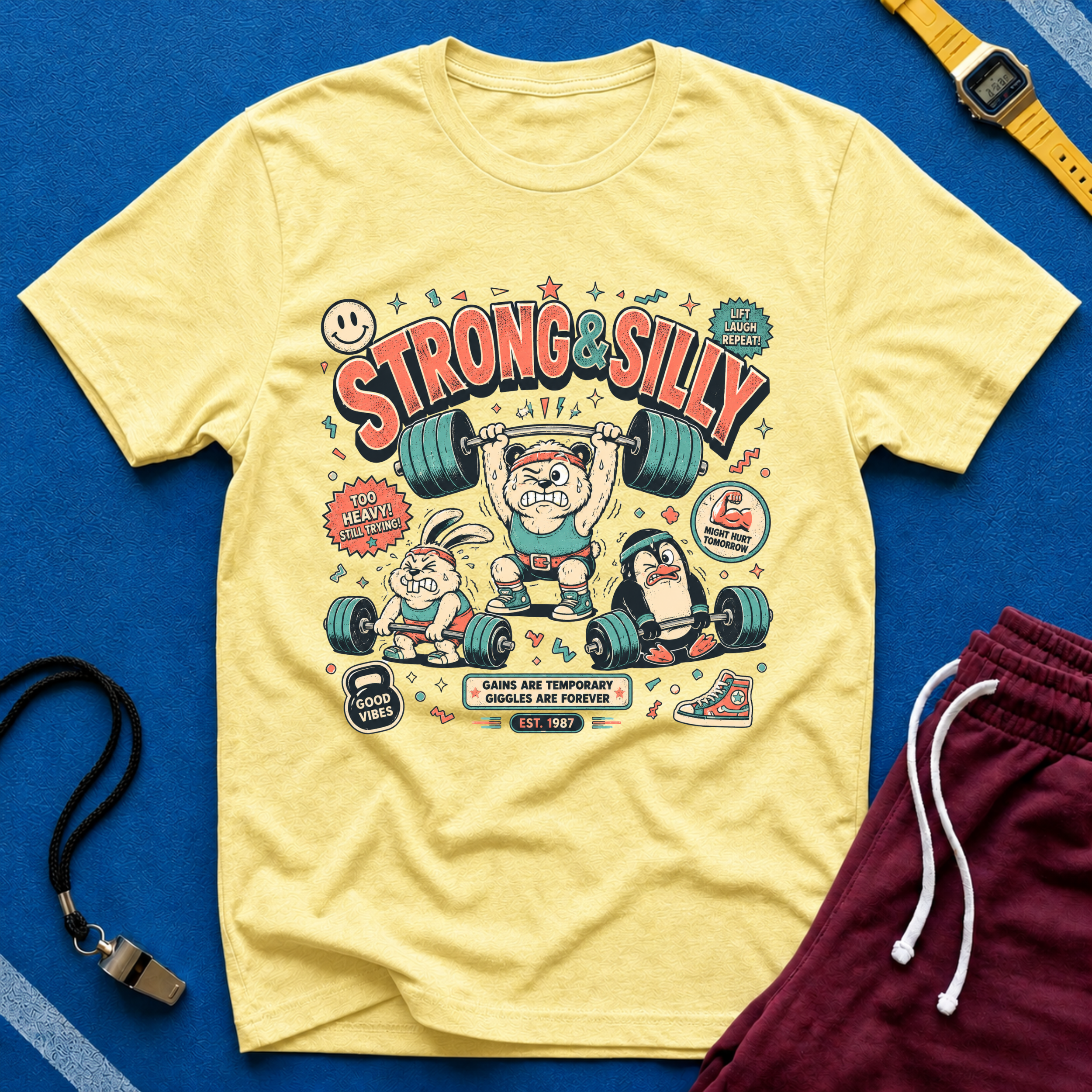 Strong & Silly T-Shirt - Cute Weightlifting Fitness Tee