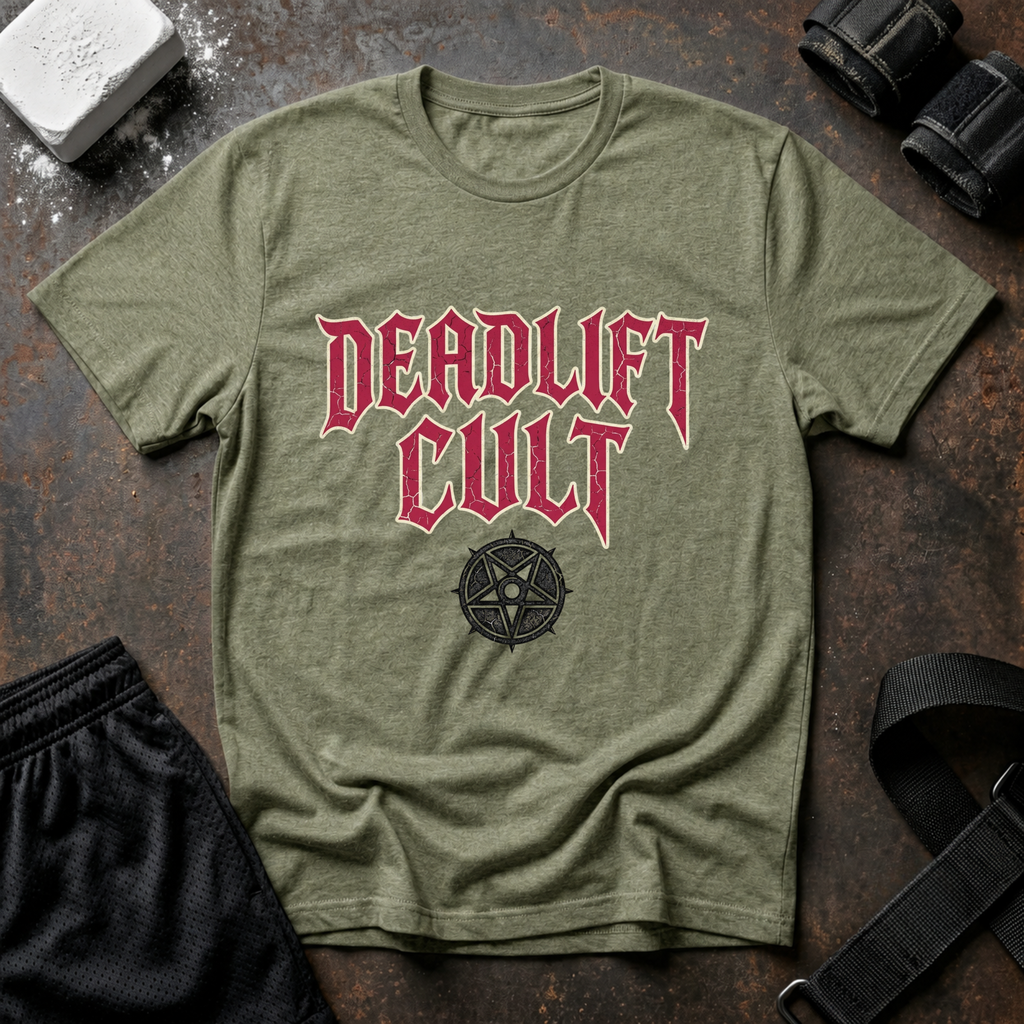 Deadlift Cult T-Shirt - Heavy Lifting Gym Tee with Gothic Logo