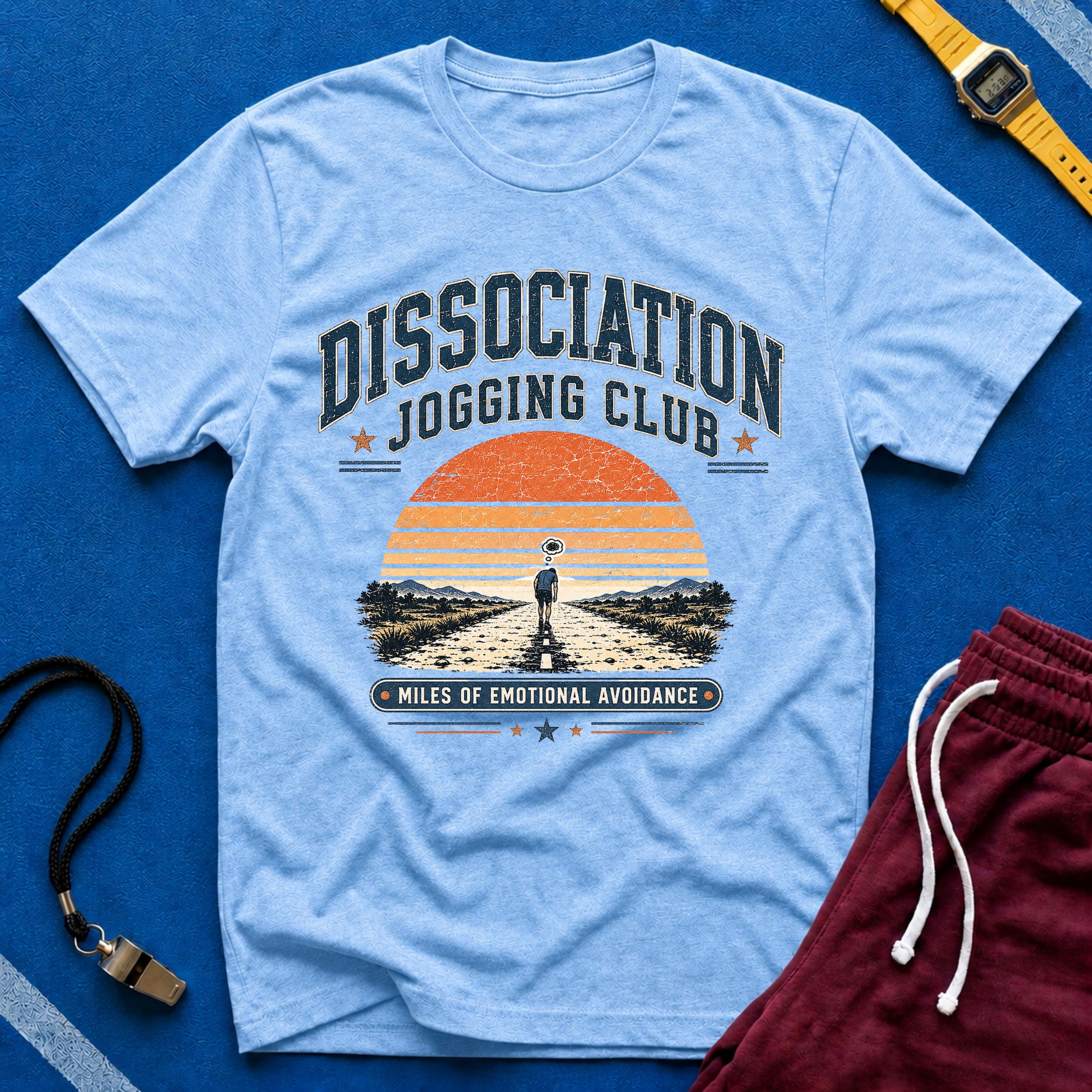 Dissociation Jogging Club T-Shirt - "Miles of Emotional Avoidance"