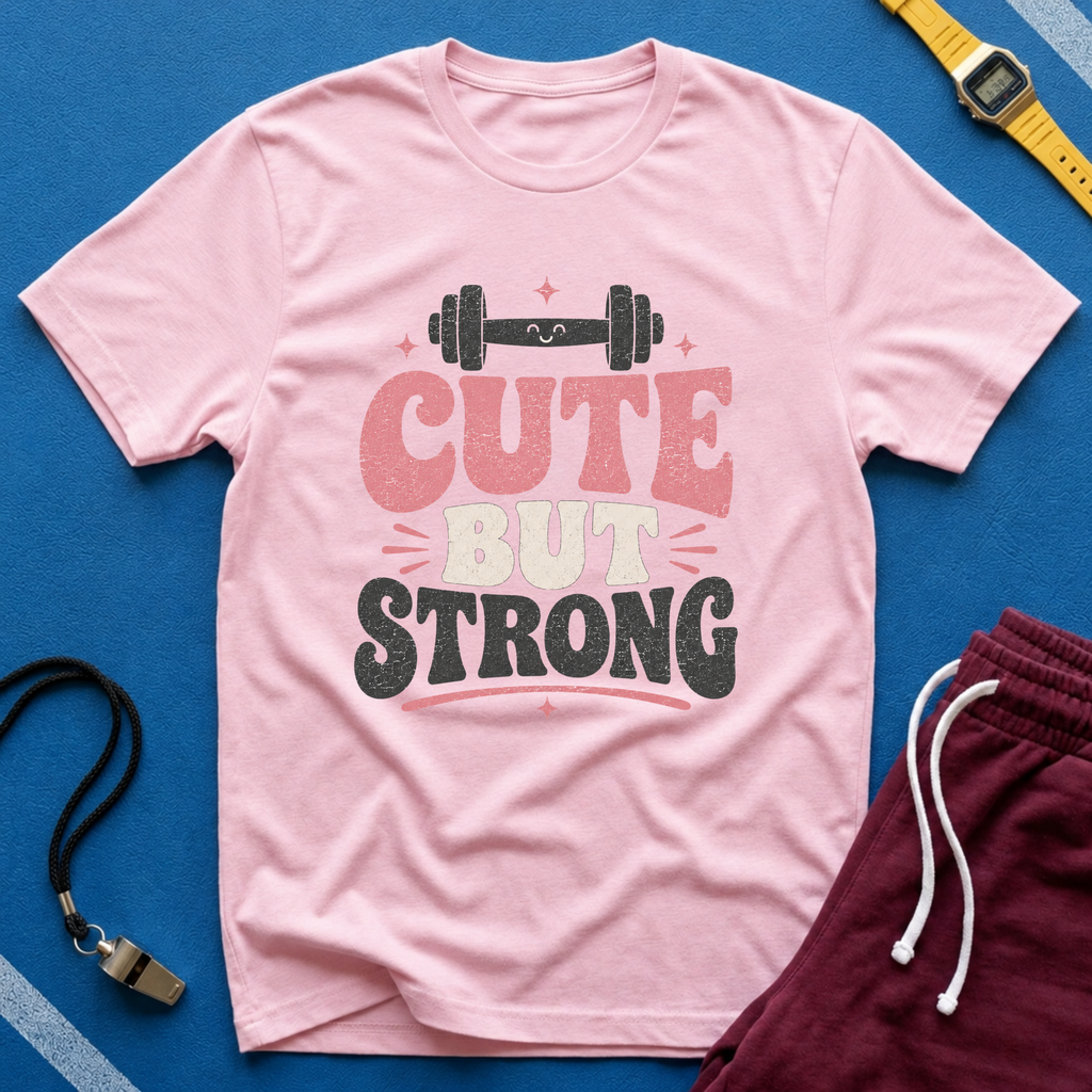 Cute But Strong T-Shirt - Women’s Fitness Graphic Tee