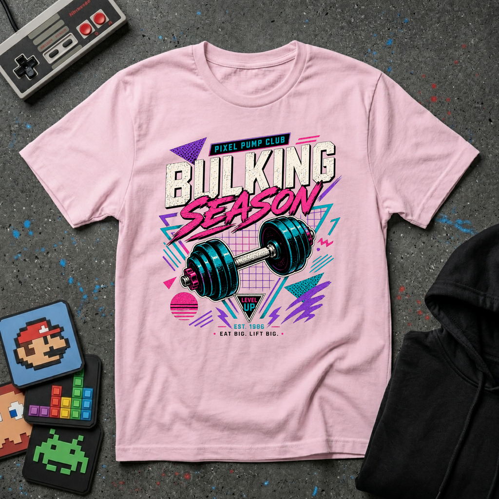 Bulking Season T-Shirt - Retro Gym Dumbbell Workout Tee