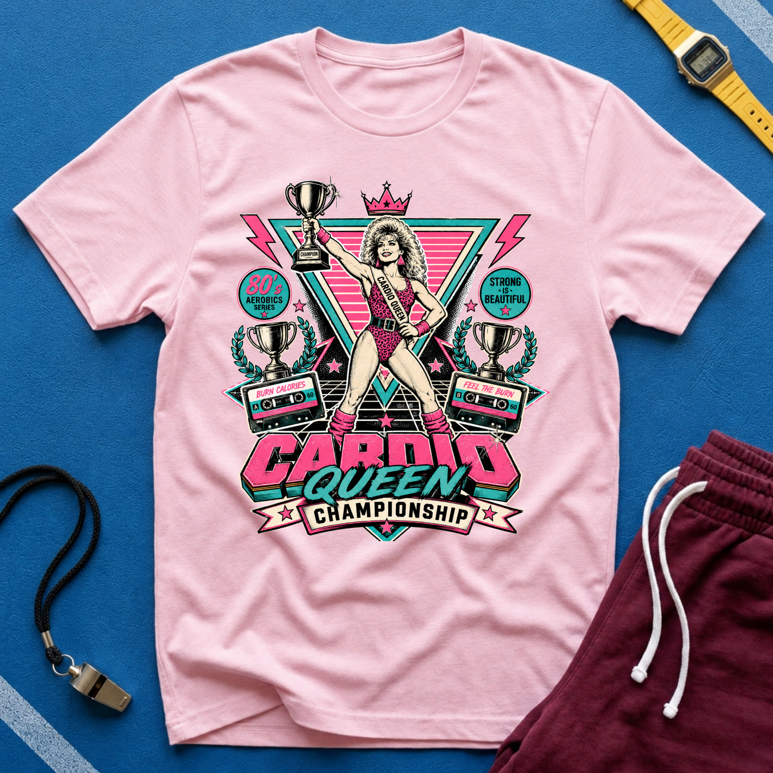 Cardio Queen T-Shirt - Women’s Fitness Champion Graphic Tee