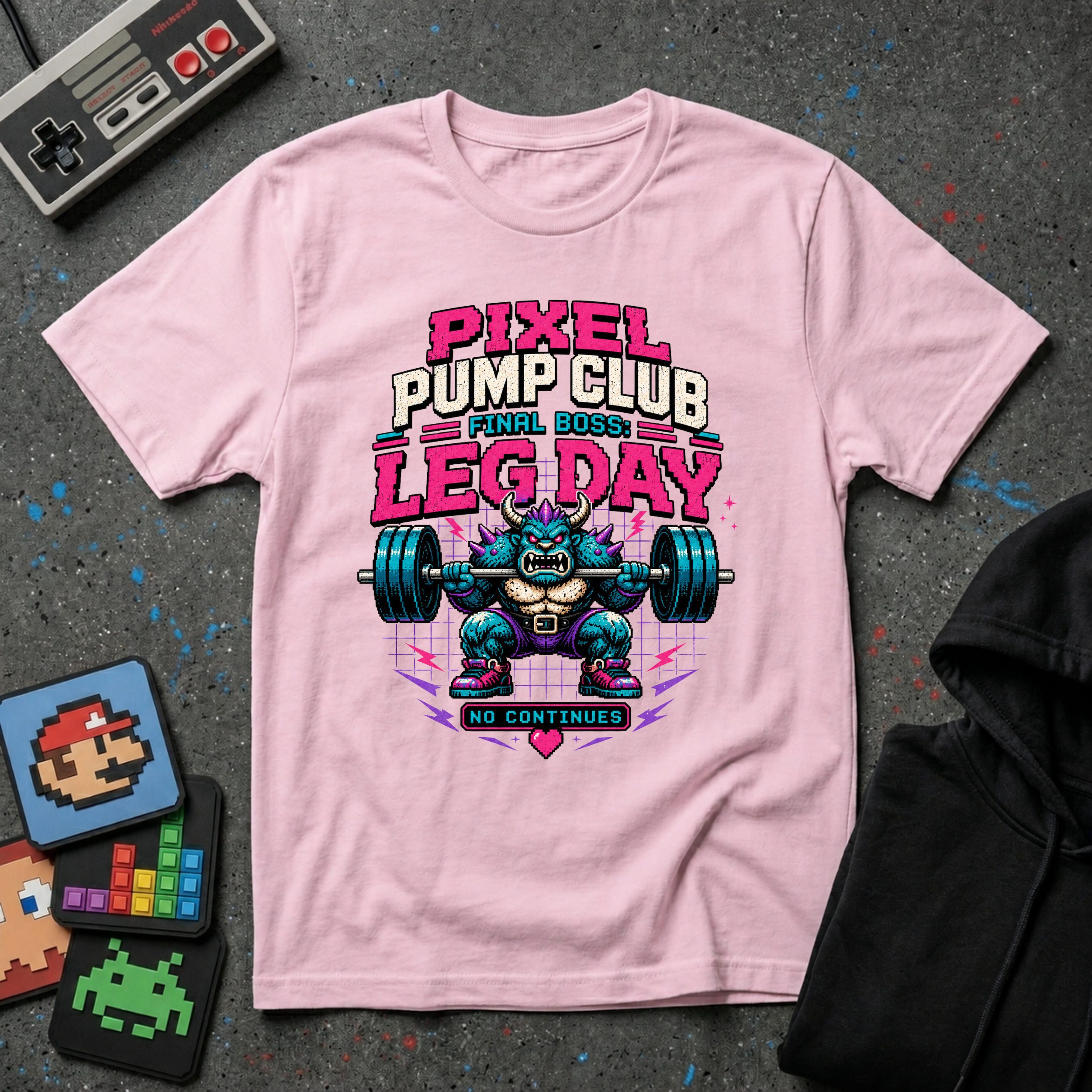 Leg Day T‑Shirt - "Pixel Pump Club Final Boss" Gamer Gym Tee