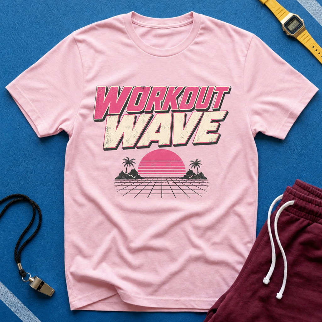 Workout Wave T-Shirt - Retro 80s Vaporwave Fitness Tee