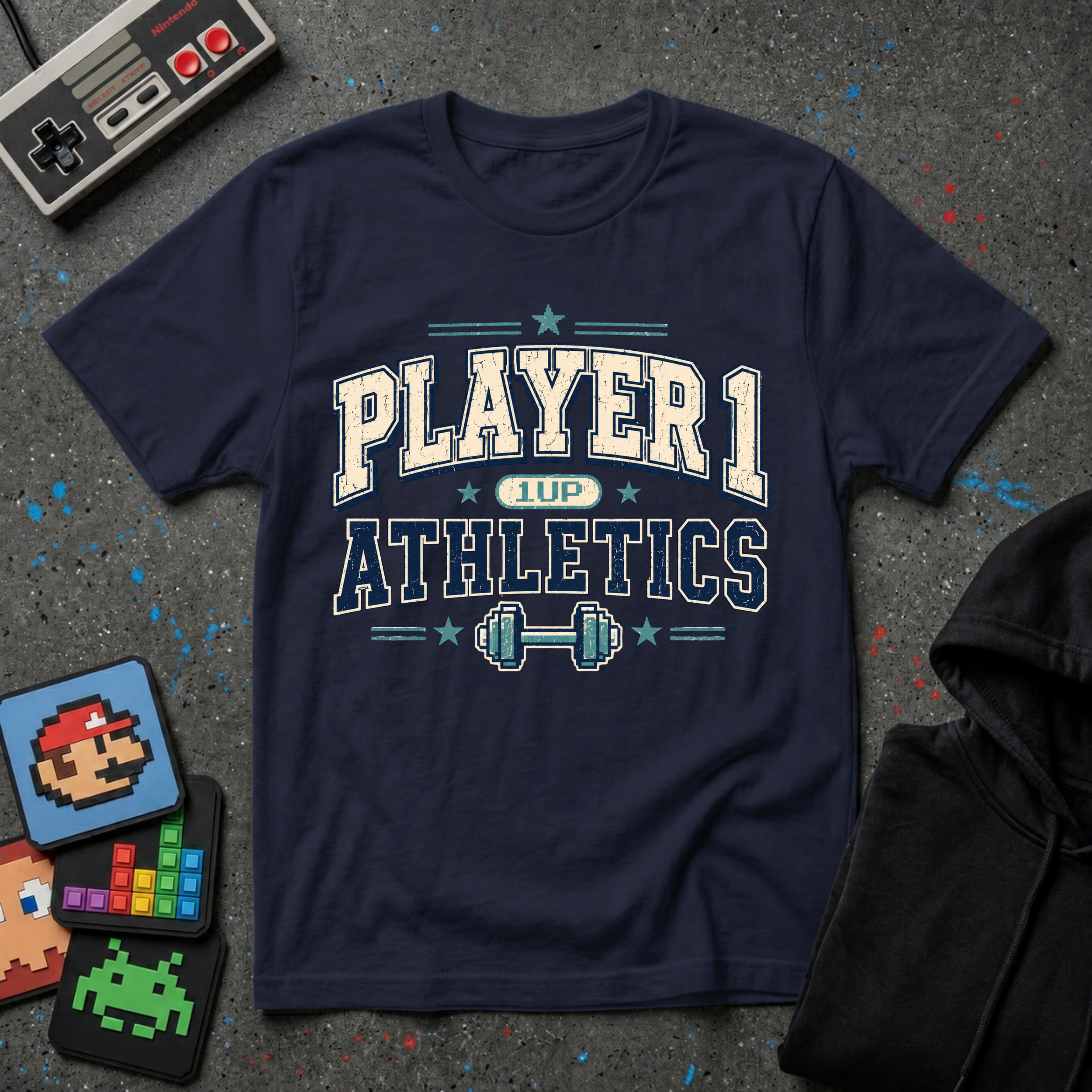 Player 1 Athletics T-Shirt - Vintage Gamer Fitness Tee