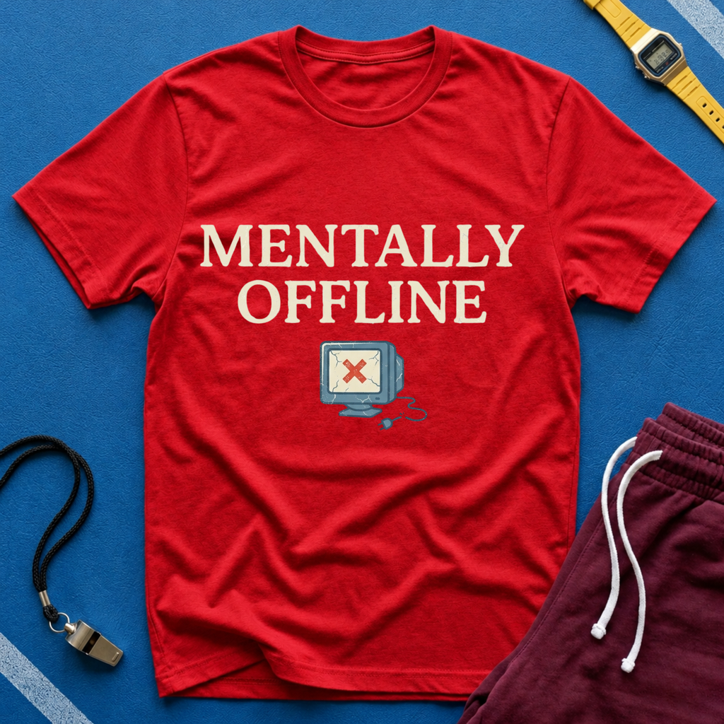Mentally Offline T-Shirt - Funny Retro Computer Graphic Tee for Digital Detox & Relaxation