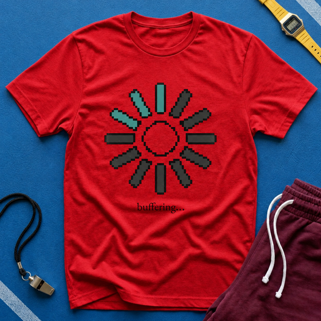 Loading Sun Pixel Tee - "buffering..." Retro Tech Graphic T-Shirt