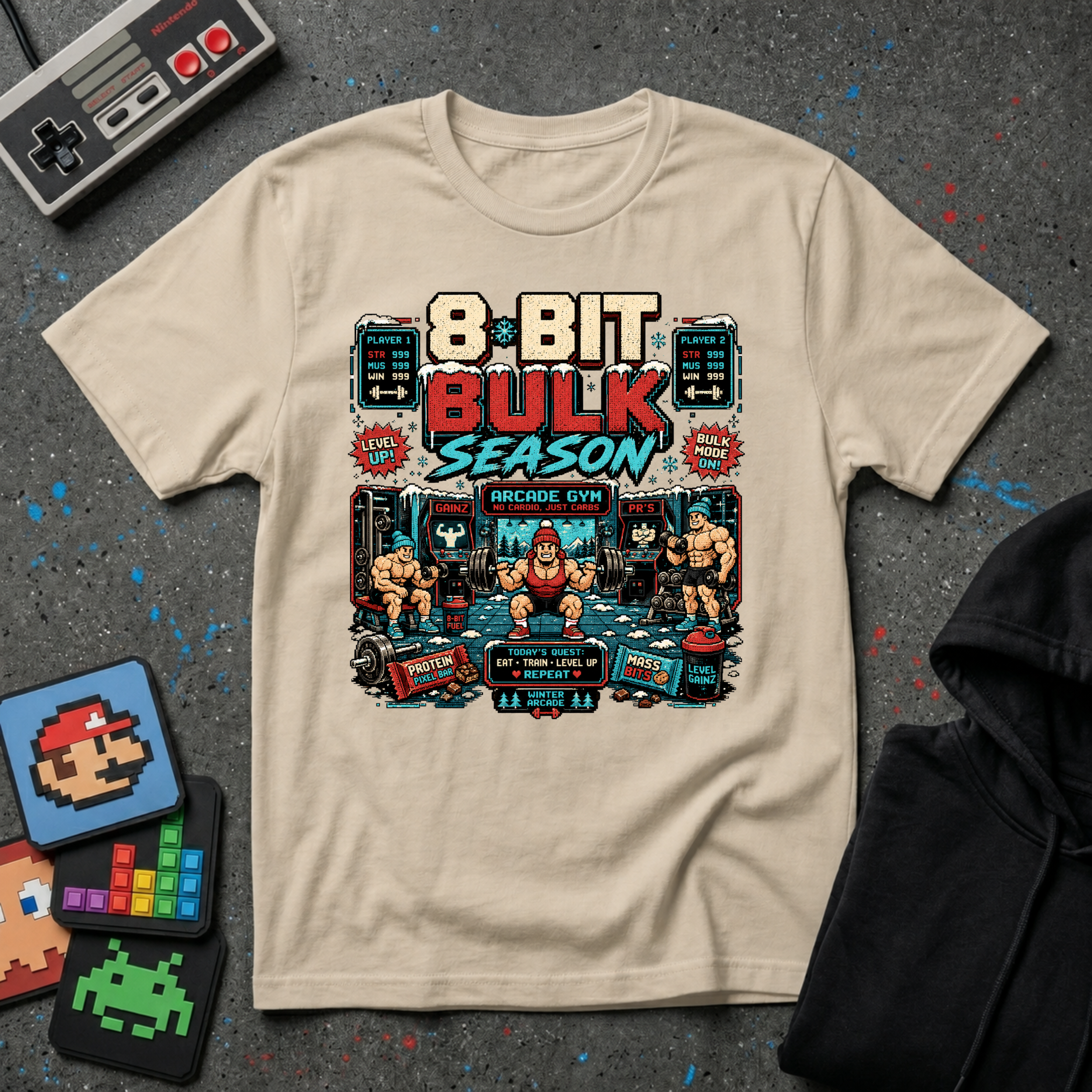 8-Bit Bulk Season T-Shirt - Retro Arcade Gym Gamer Tee
