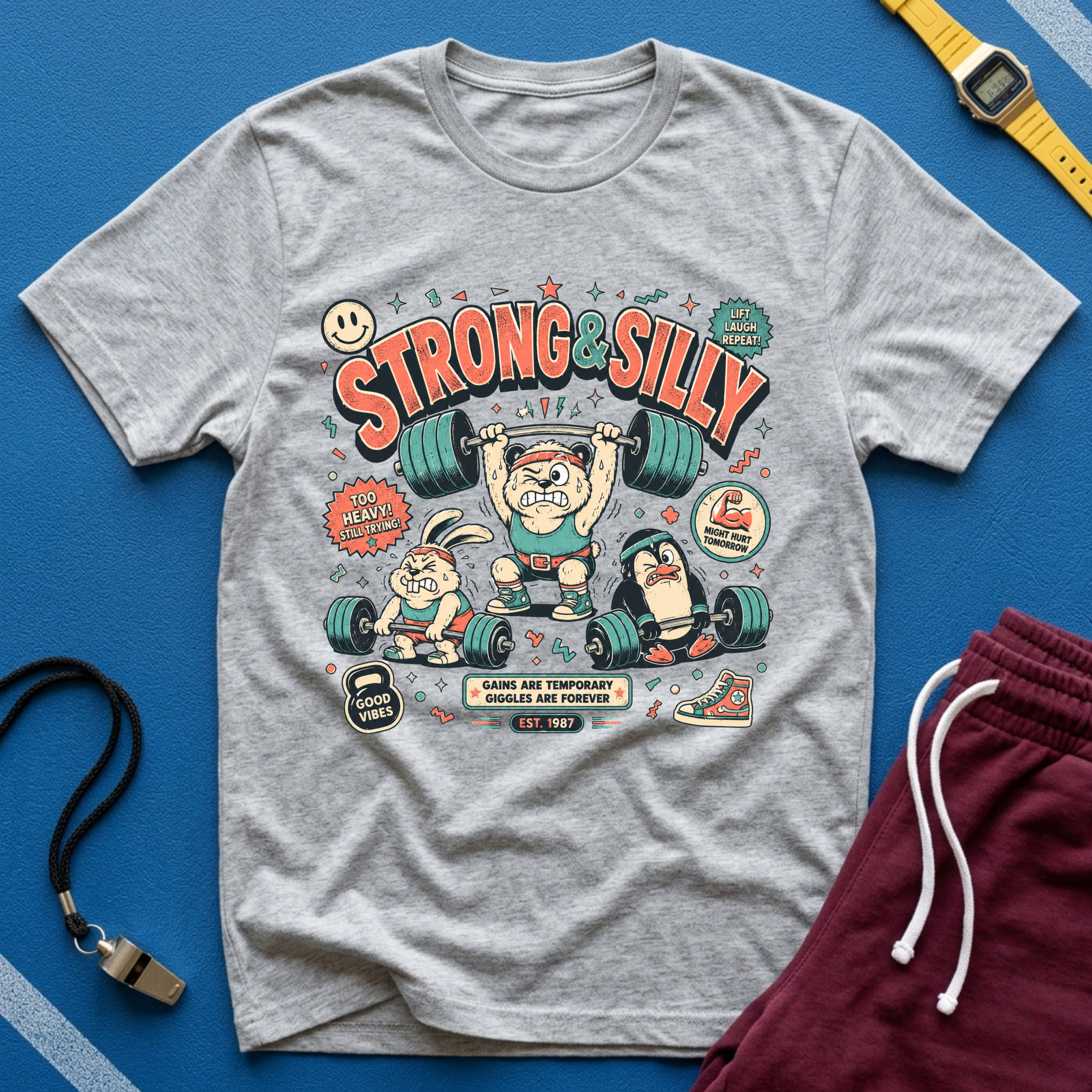 Strong & Silly T-Shirt - Cute Weightlifting Fitness Tee