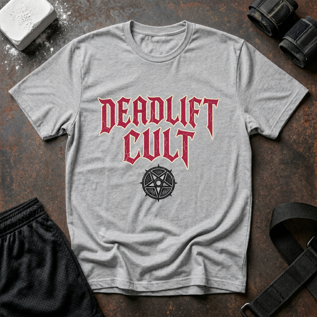 Deadlift Cult T-Shirt - Heavy Lifting Gym Tee with Gothic Logo