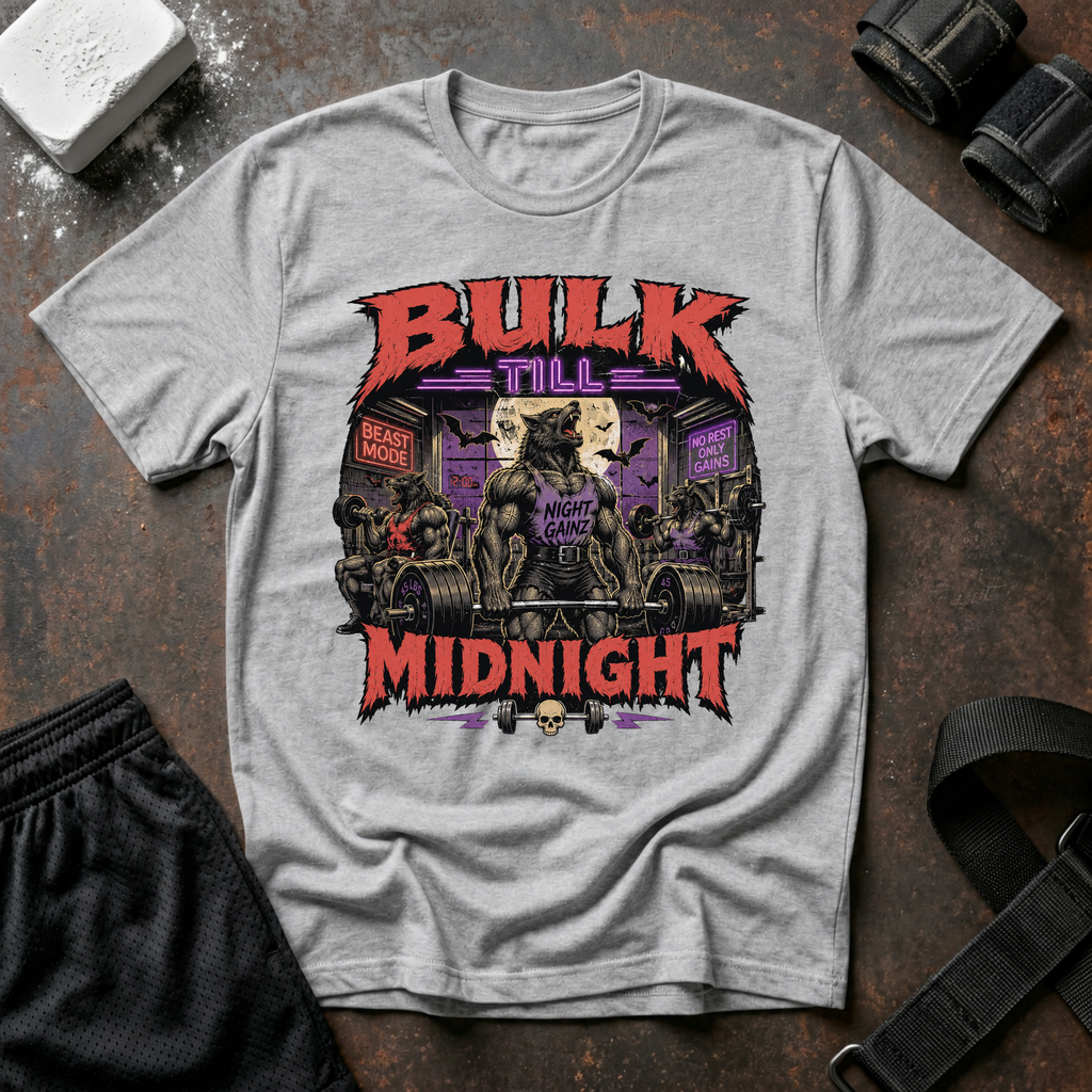 Bulk Till Midnight T-Shirt - Gym Beast Mode Workout Tee