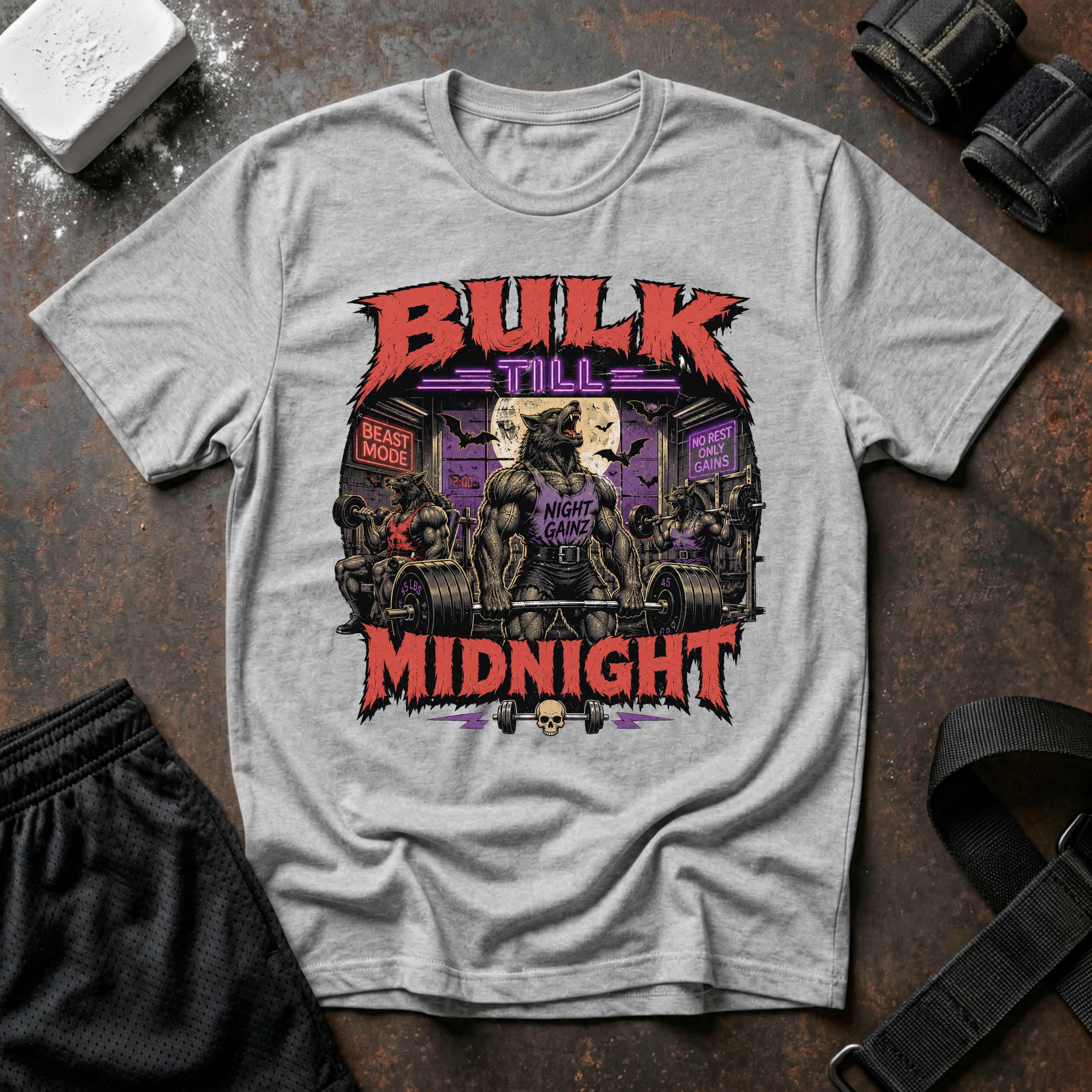 Bulk Till Midnight T-Shirt - Gym Beast Mode Workout Tee