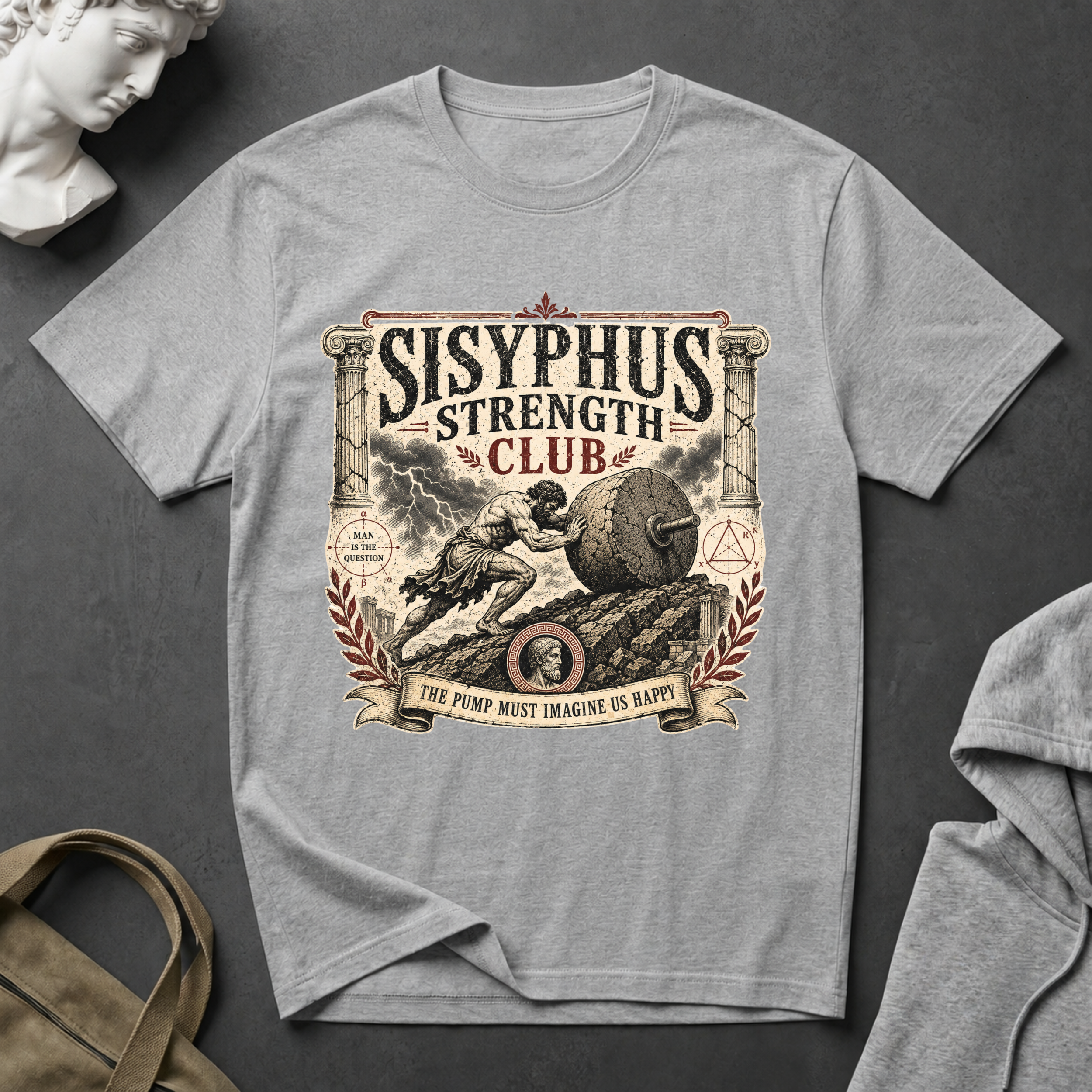 Sisyphus Strength Club T-Shirt - Mythology Gym Motivation Tee