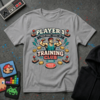 Player 1 Training Club T-Shirt - "Train Hard • Level Up" Gamer Fitness Tee