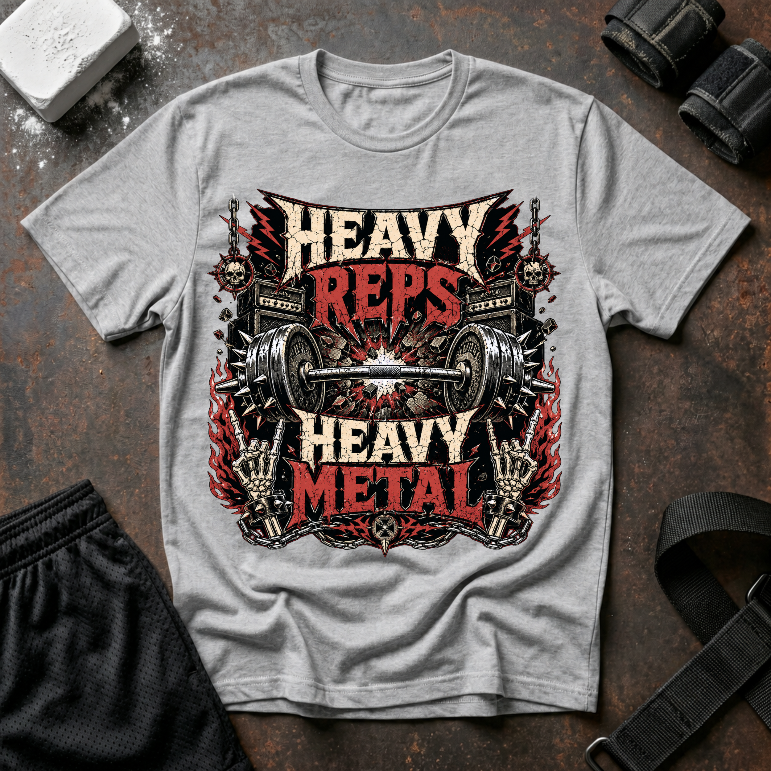 Heavy Reps Heavy Metal T-Shirt - Weightlifting Gym Tee