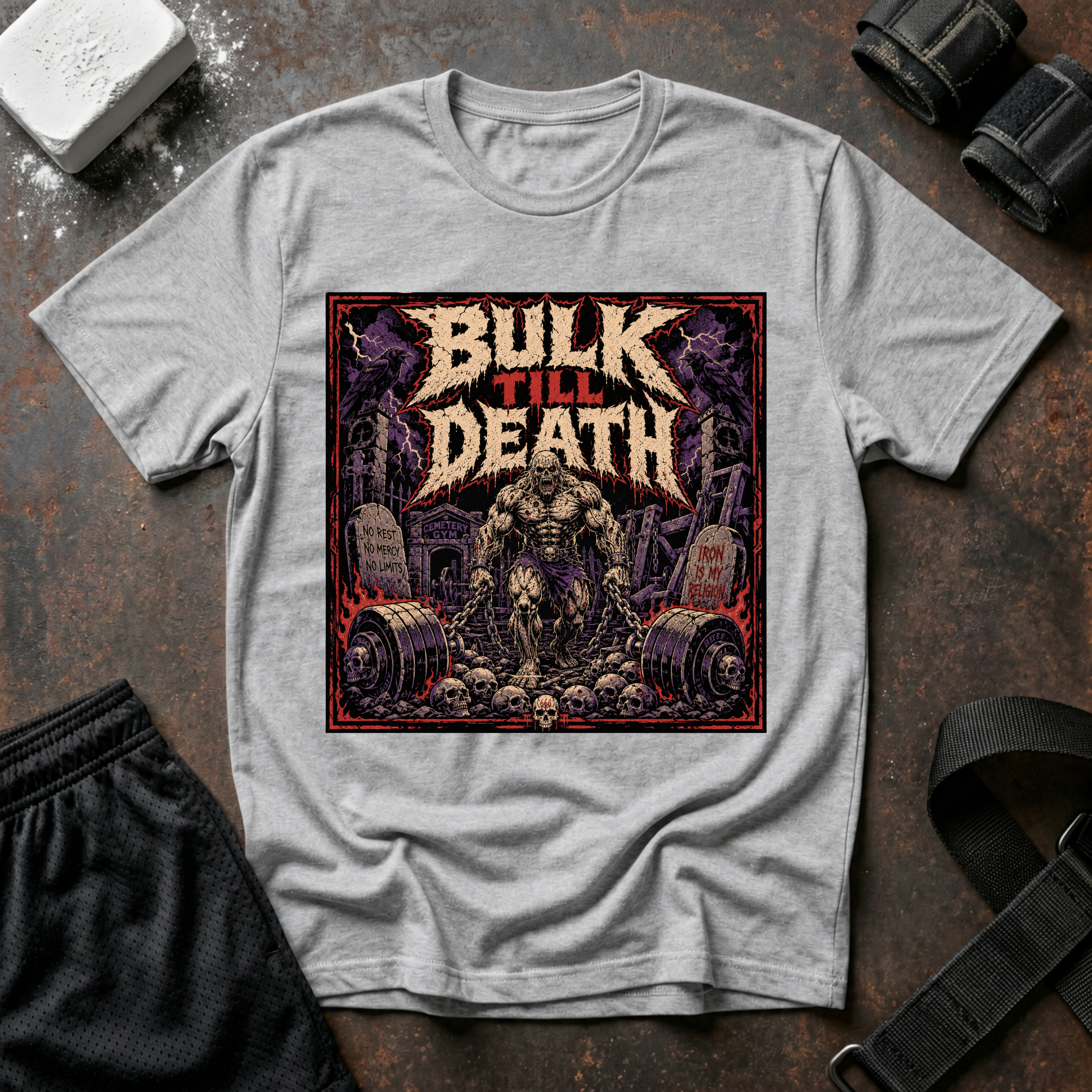 Bulk Till Death T-Shirt - Heavy Metal Gym Workout Tee