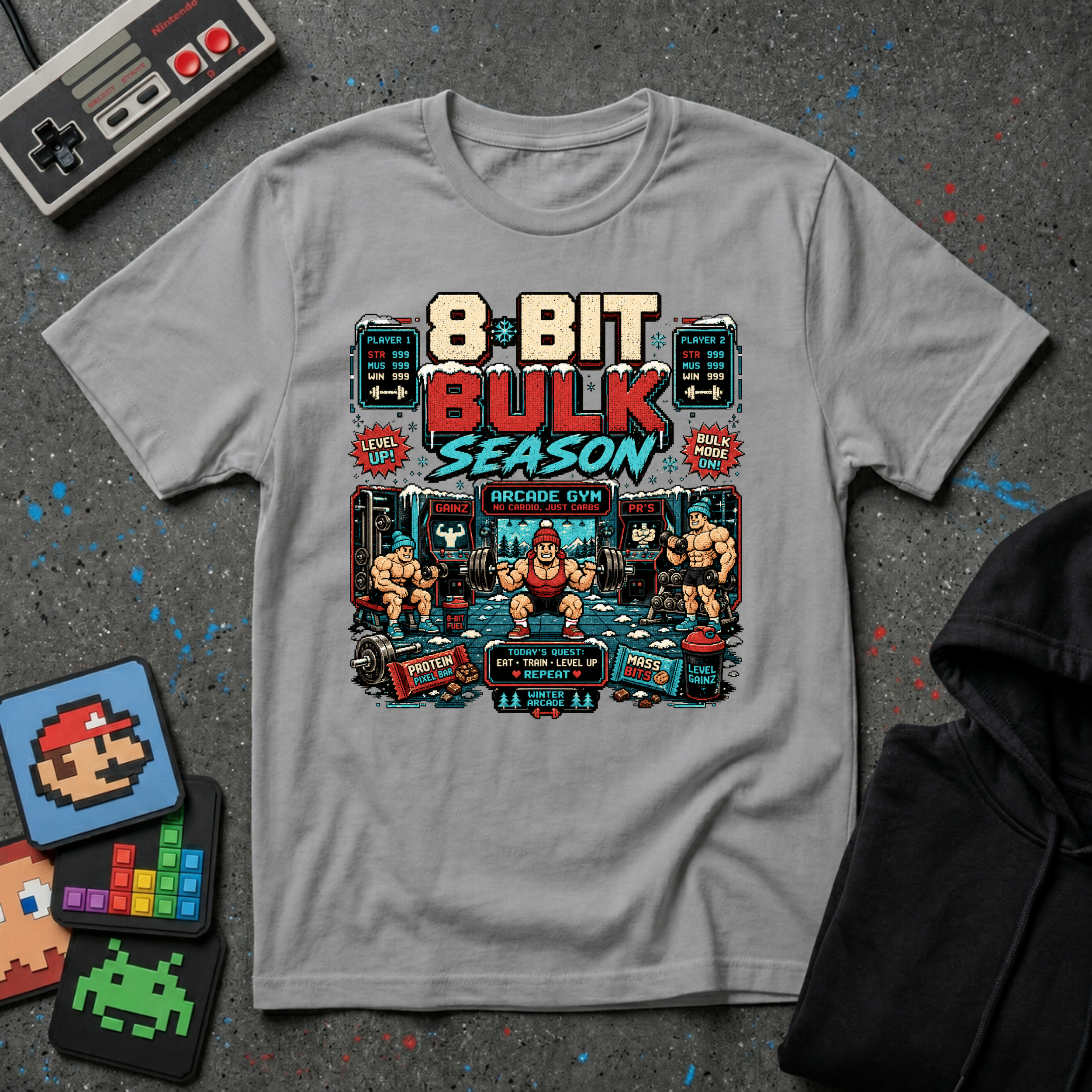 8-Bit Bulk Season T-Shirt - Retro Arcade Gym Gamer Tee